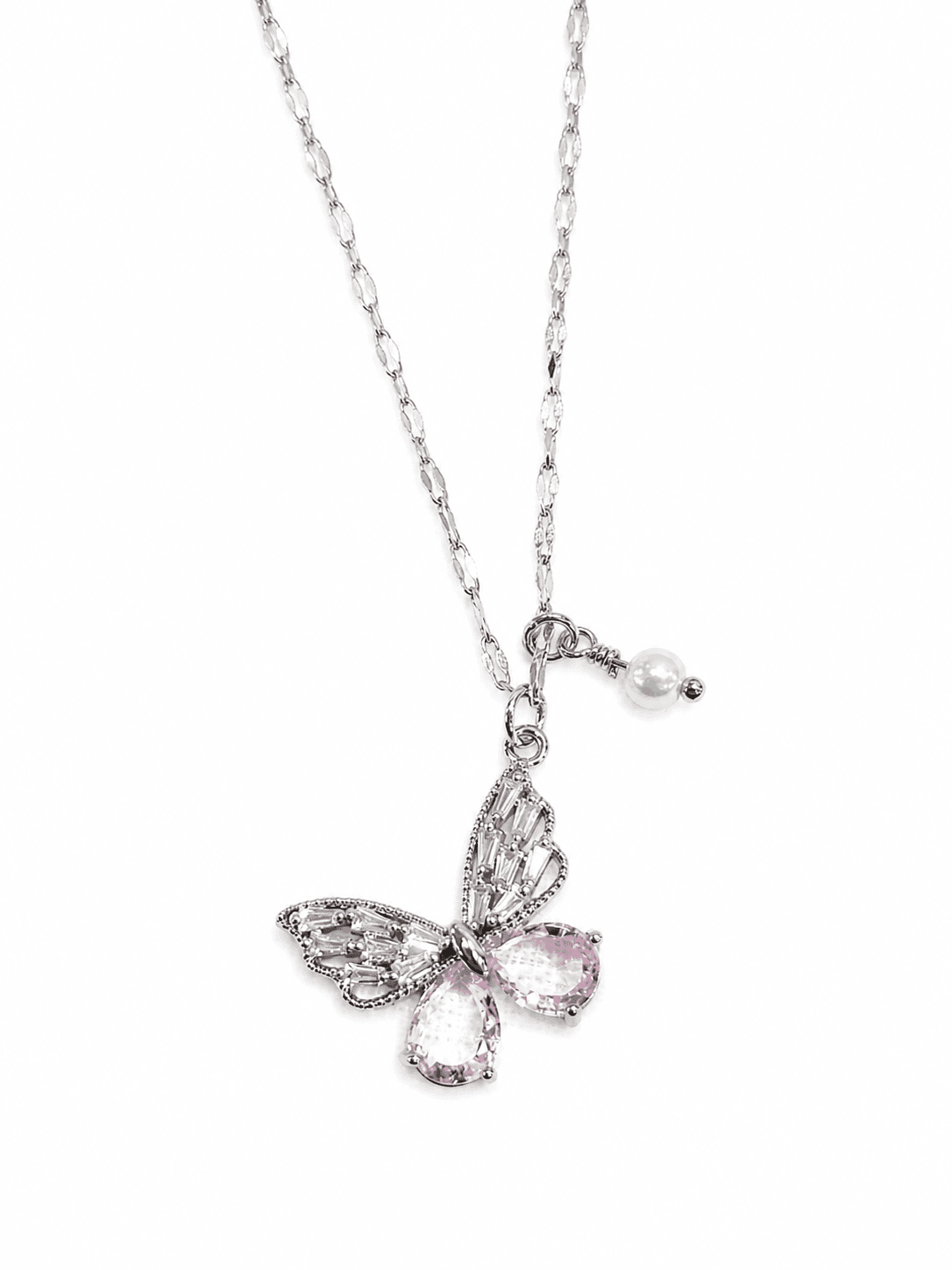 Butterfly Cubic Pendant Surgical Chain Pearl Charm Necklace - 이미지 6