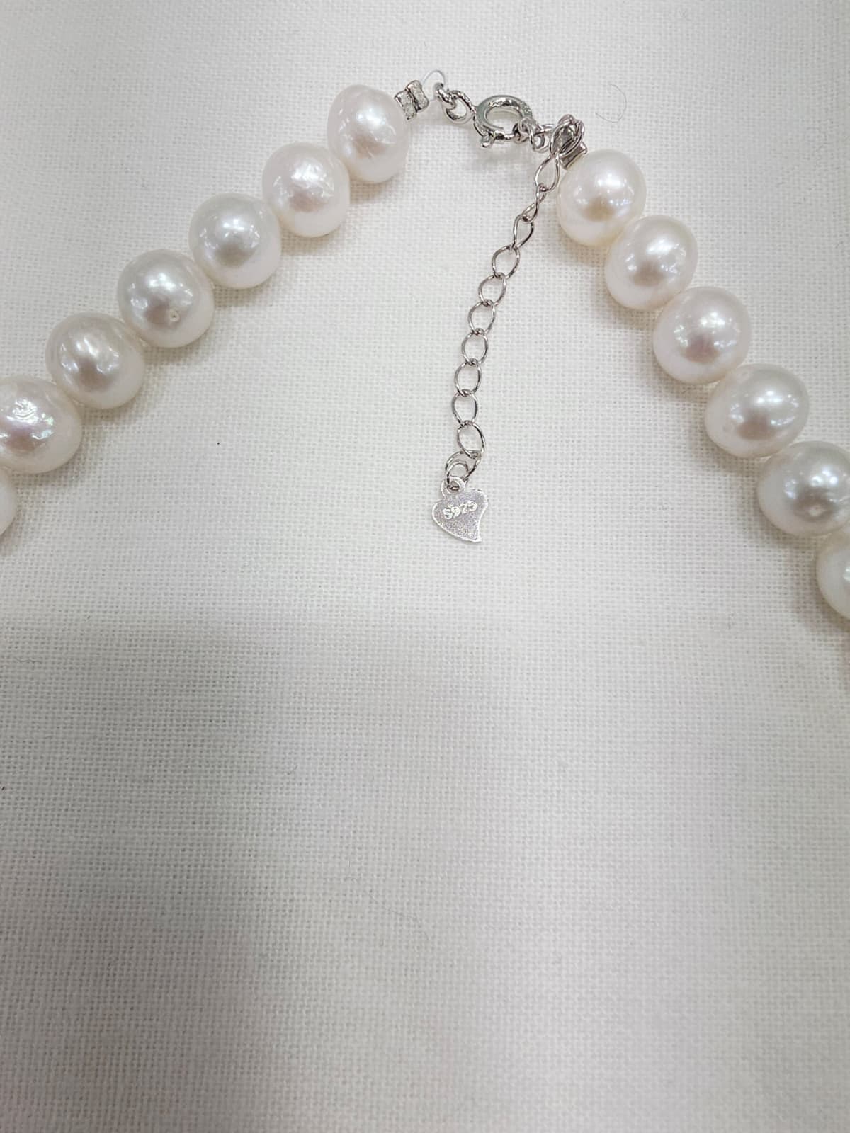 Freshwater Pearl Bold 8-9 Bead Necklace (Silver 925 Extension Chain) - 이미지 5