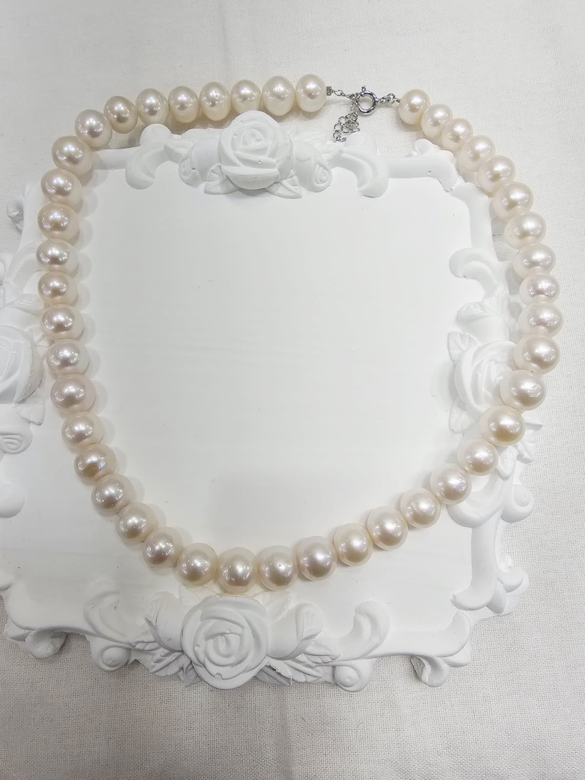 10mm Natural Freshwater Pearl Necklace Silver 925 Back - 이미지 6