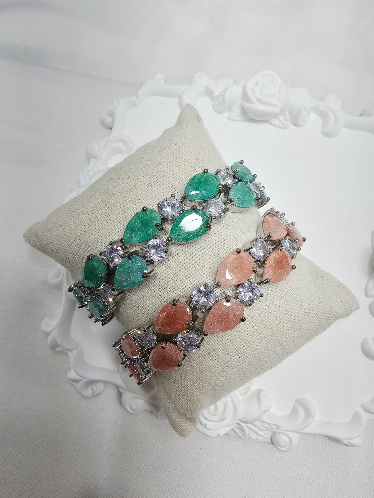 Teardrop Ice Cubic Crackstone Point Madame Bling Silver Tone Noble Bracelet - 이미지 7
