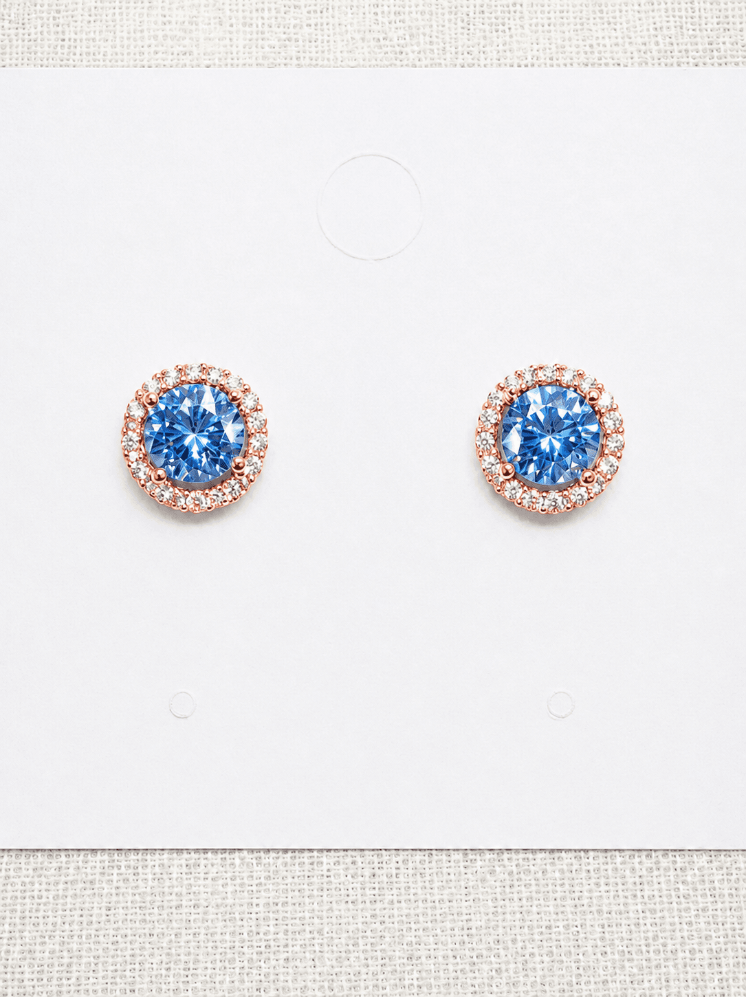 Aqua Blue Cubic Halo Stud Silver Earrings - 이미지 3