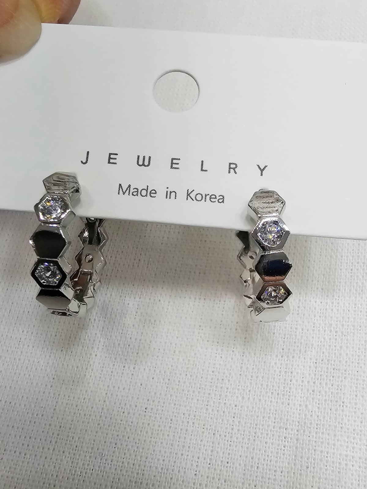 Hexagon Cubic One-Touch Ring One-Touch Earrings Honeycomb Hexagon - 이미지 4
