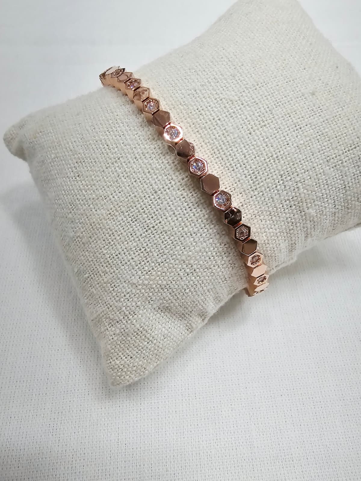 Honeycomb Hexagon Alternate Hexagon Cubic Point Metal Bracelet - 이미지 4