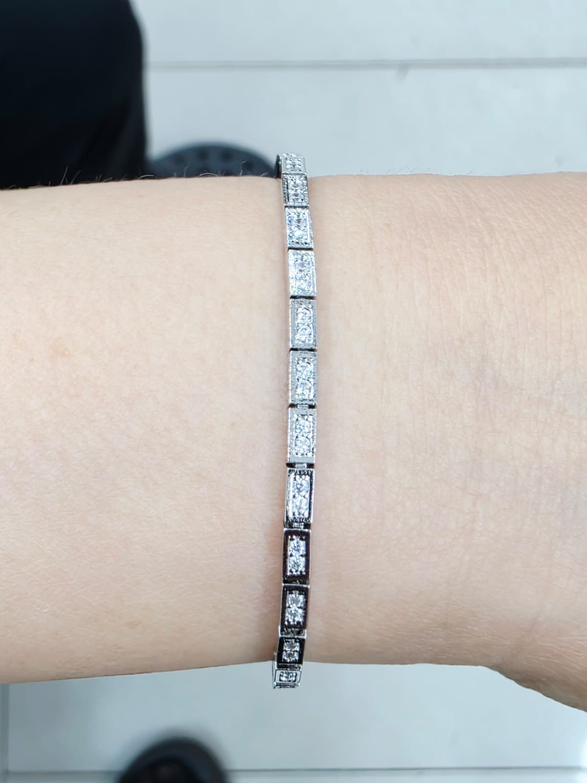 Square Cubic Tennis Simple Chain Bracelet - 이미지 3