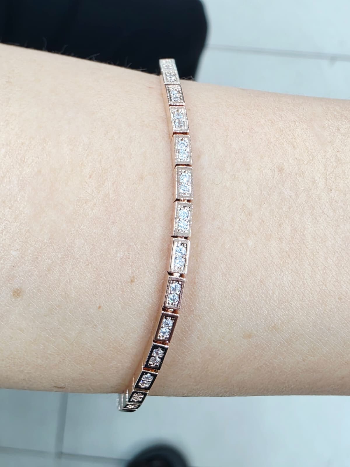 Square Cubic Tennis Simple Chain Bracelet - 이미지 4