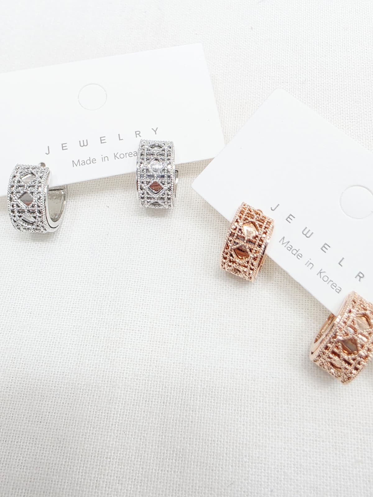 Lace Art Deco Lace Piece Tube Wide Ring Silver Stud Earrings - 이미지 8