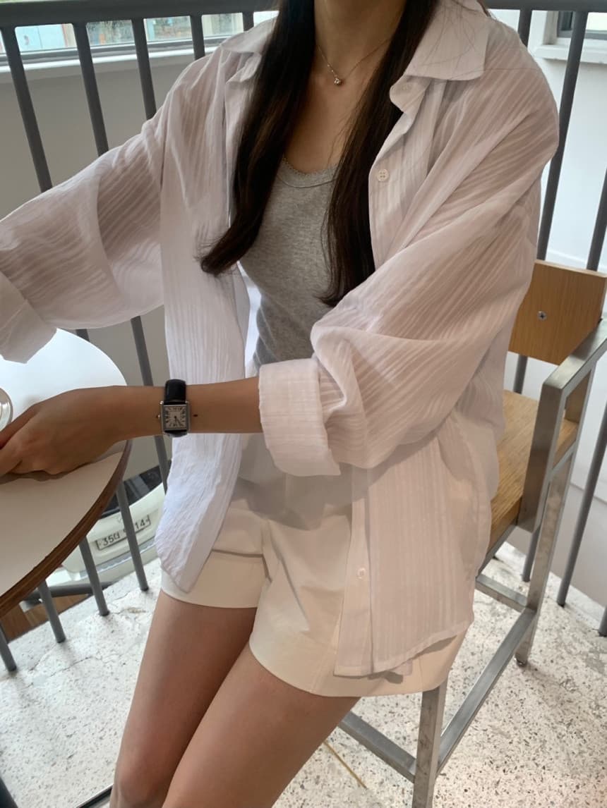 Seersucker Striped Shirt NB (Exclusive, See-through SH - 이미지 12