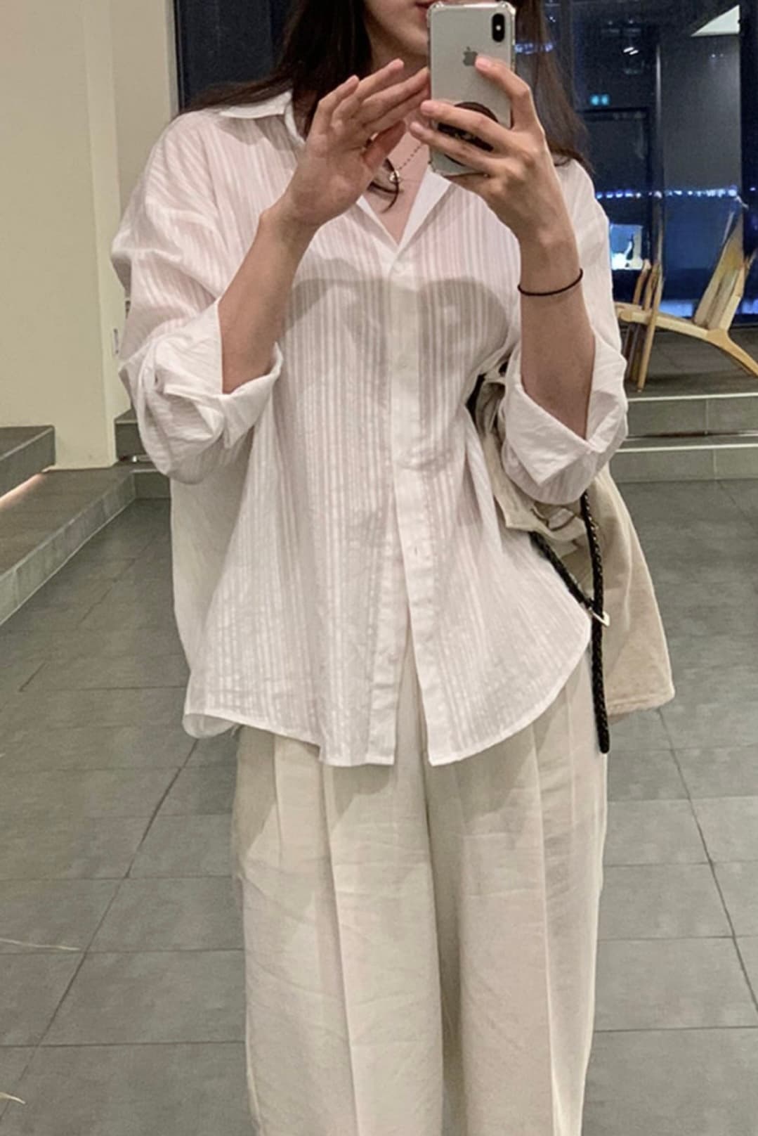 Seersucker Striped Shirt NB (Exclusive, See-through SH - 이미지 8