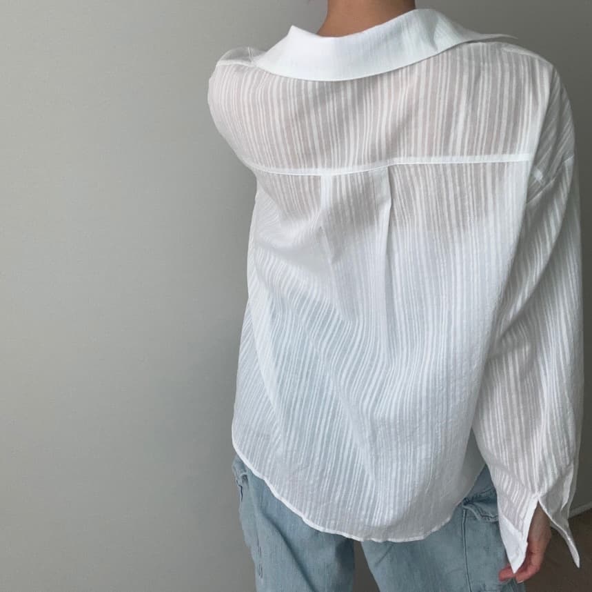 Seersucker Striped Shirt NB (Exclusive, See-through SH - 이미지 4