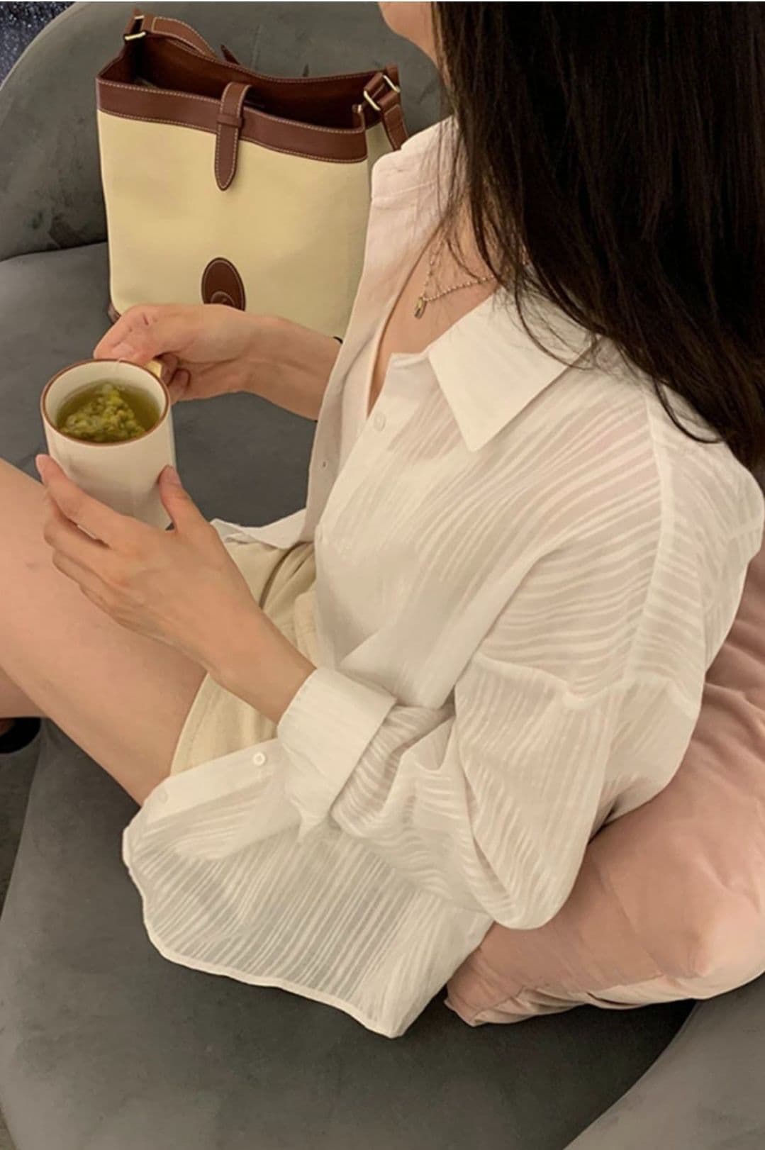 Seersucker Striped Shirt NB (Exclusive, See-through SH - 이미지 20