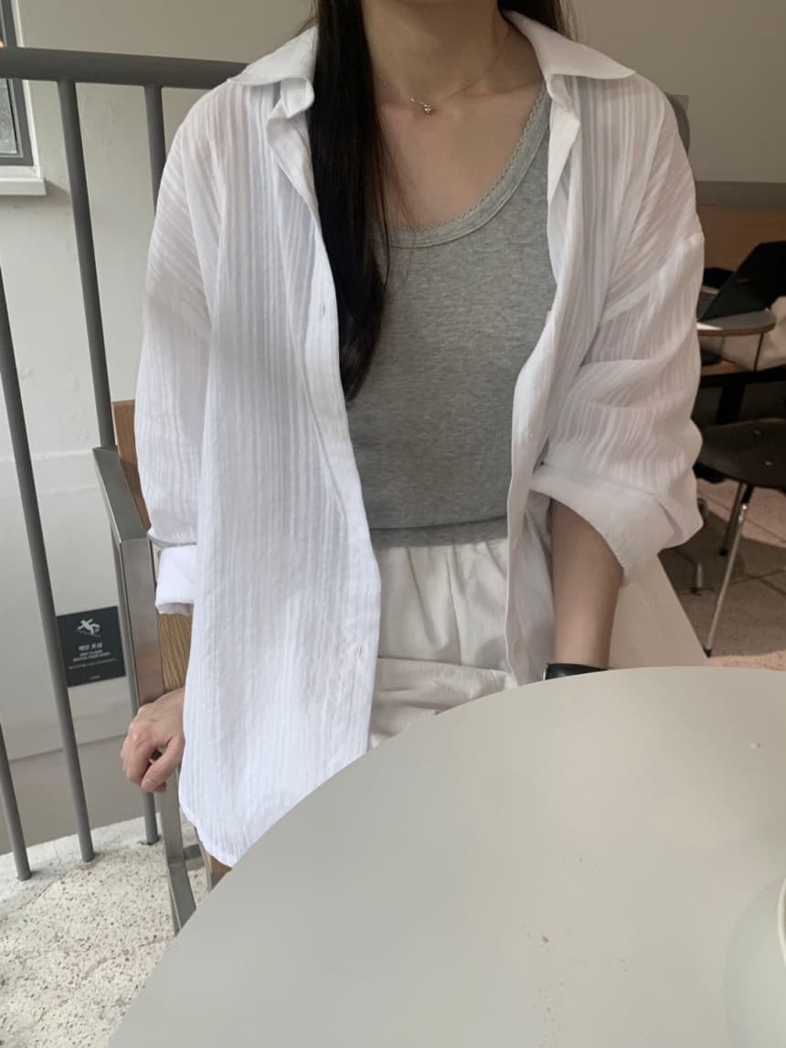 Seersucker Striped Shirt NB (Exclusive, See-through SH - 이미지 13