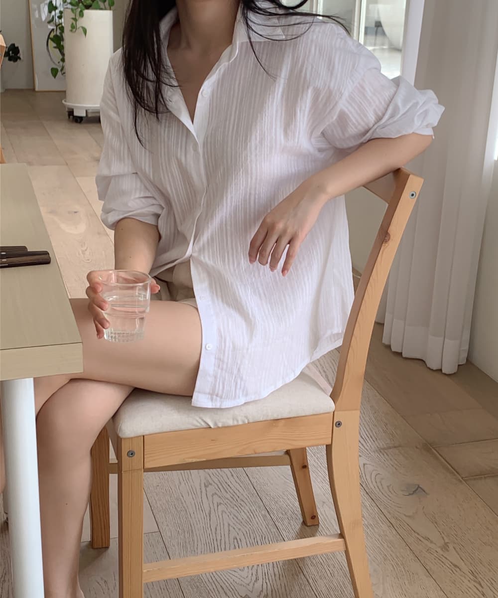 Seersucker Striped Shirt NB (Exclusive, See-through SH - 이미지 11