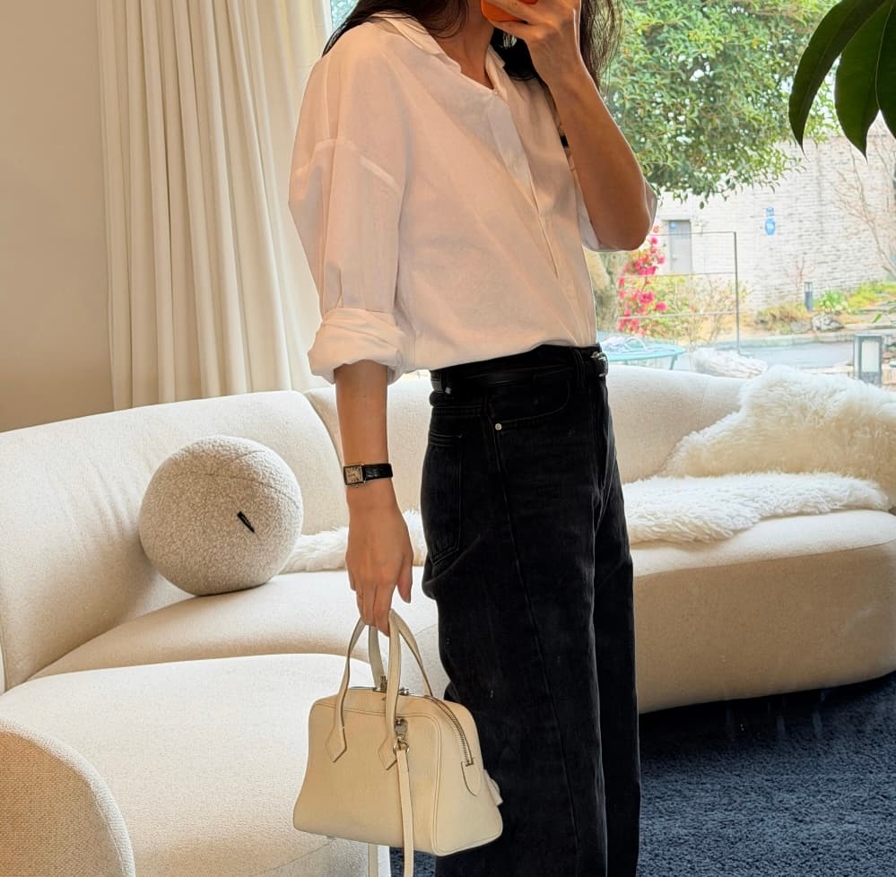 Basic Shirt NB (Oversized Loose Boxy Fit Shirt, Bio Cotton SH - 이미지 14