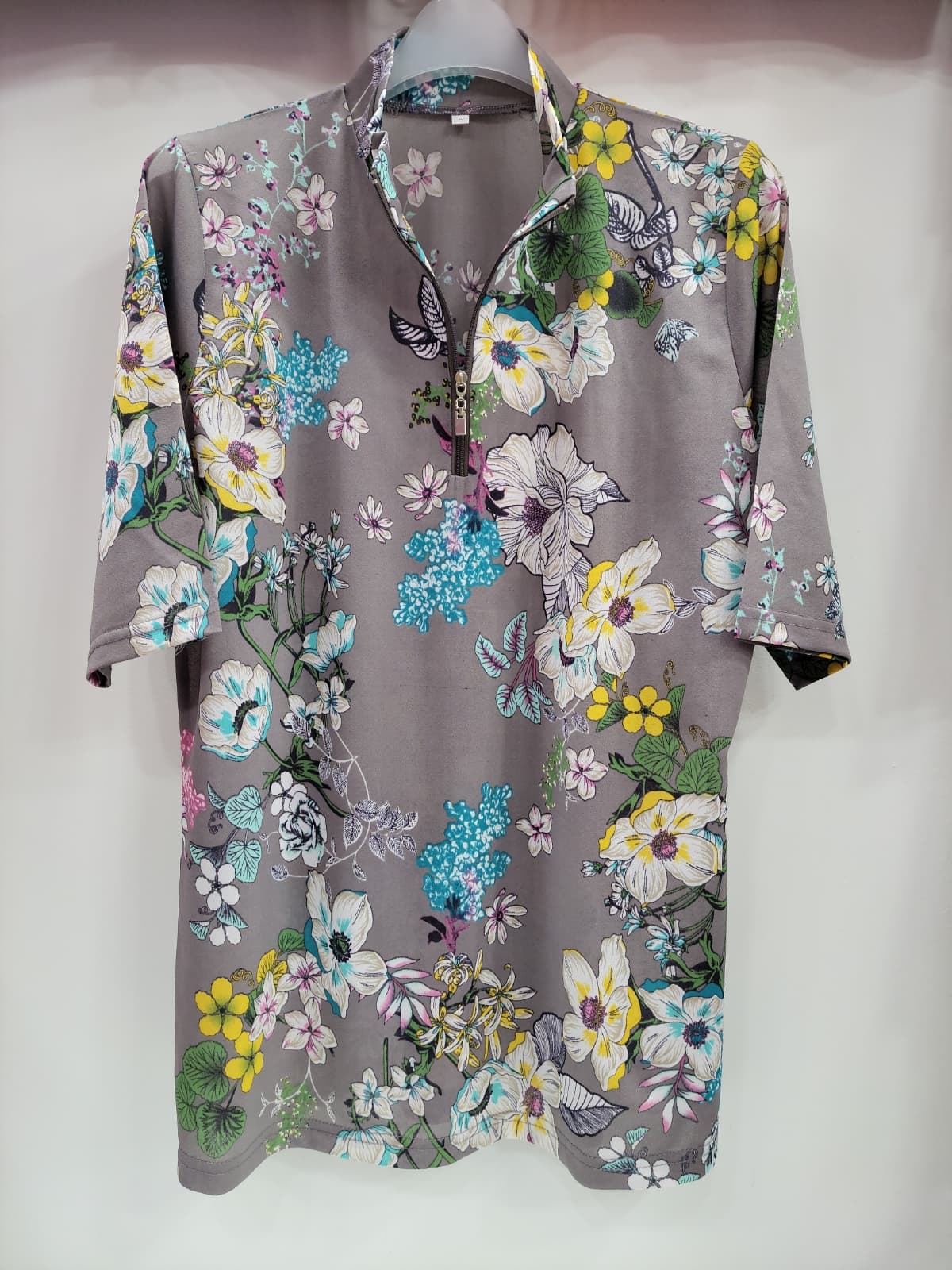 Plate flower zipper t-shirt - 이미지 3