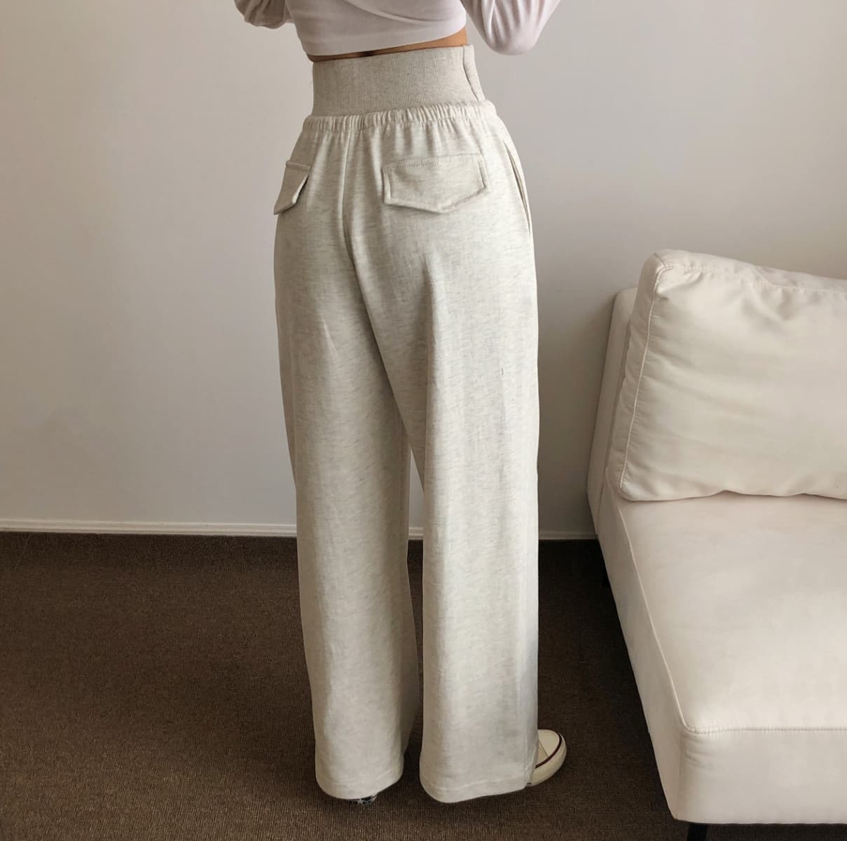 Made in Korea) High-Waist Wide Training Pants (Tummy Cover, Corset, Thick Premium Double-Sided Cotton, Perfect Fit) - 이미지 5