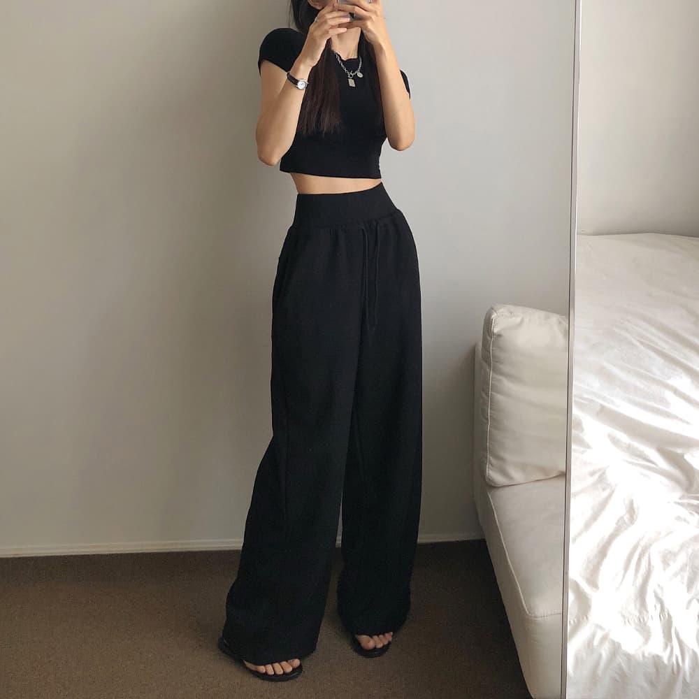 Made in Korea) High-Waist Wide Training Pants (Tummy Cover, Corset, Thick Premium Double-Sided Cotton, Perfect Fit) - 이미지 13