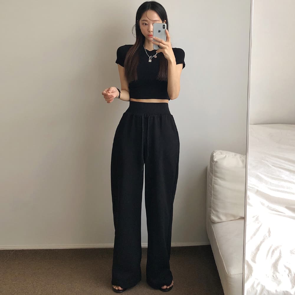 Made in Korea) High-Waist Wide Training Pants (Tummy Cover, Corset, Thick Premium Double-Sided Cotton, Perfect Fit) - 이미지 9