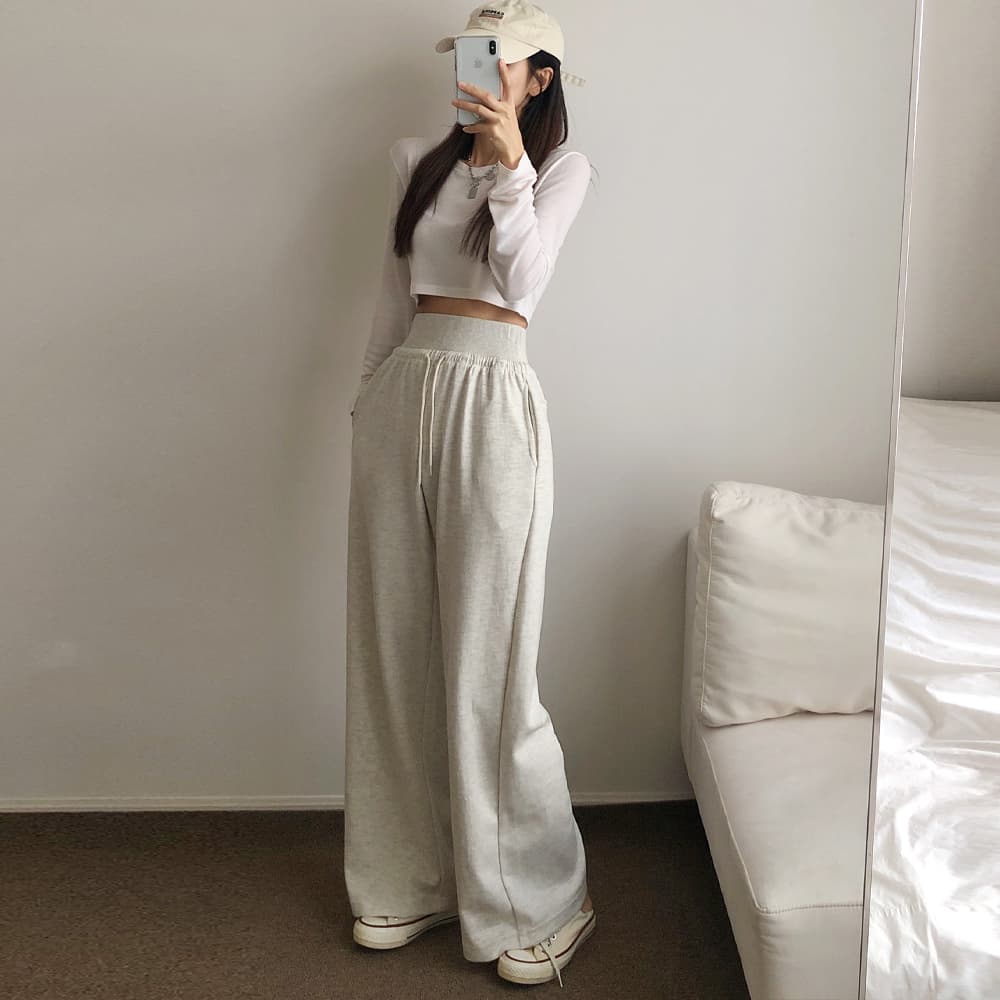 Made in Korea) High-Waist Wide Training Pants (Tummy Cover, Corset, Thick Premium Double-Sided Cotton, Perfect Fit) - 이미지 2