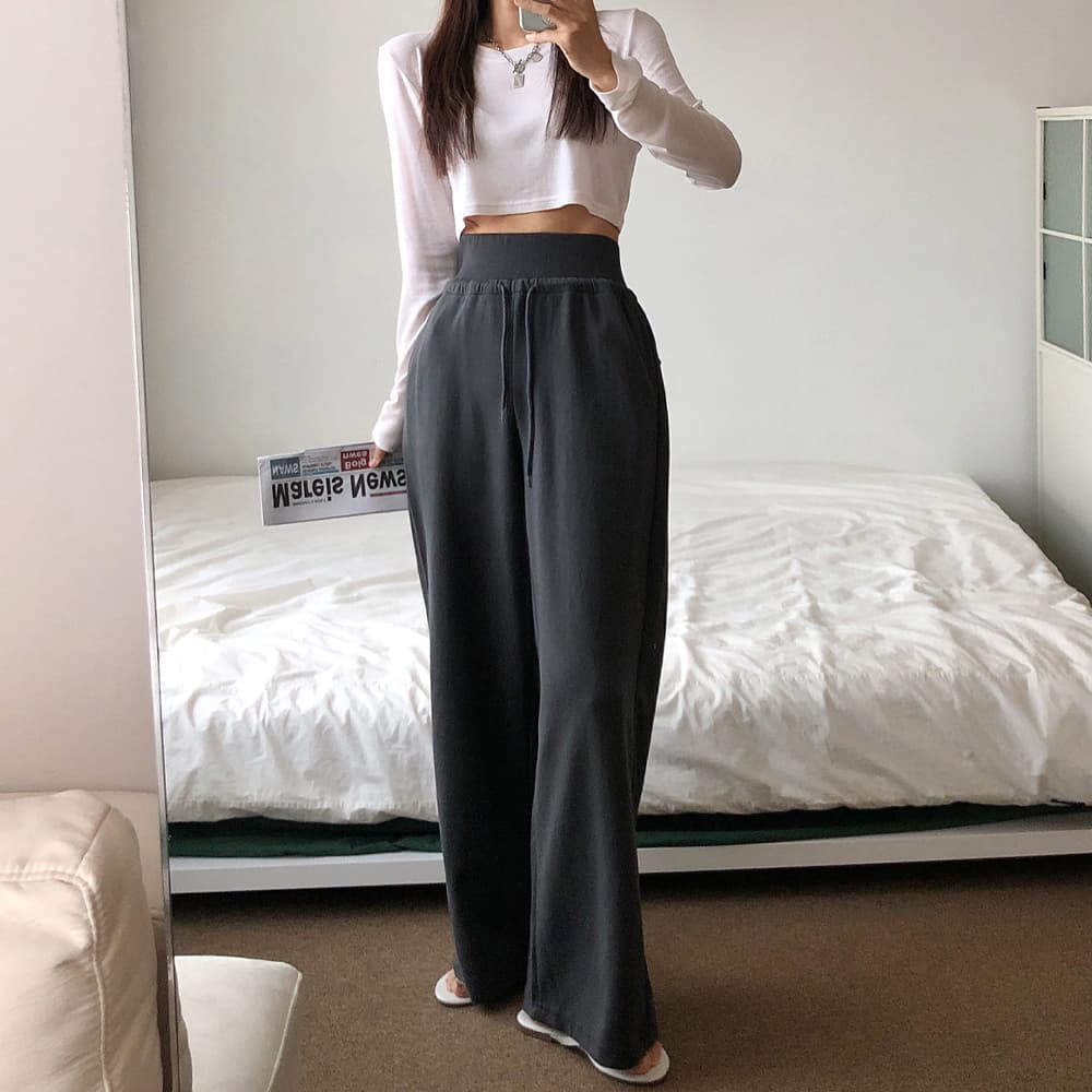 Made in Korea) High-Waist Wide Training Pants (Tummy Cover, Corset, Thick Premium Double-Sided Cotton, Perfect Fit) - 이미지 14