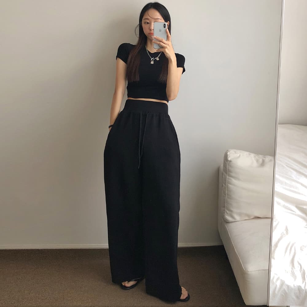 Made in Korea) High-Waist Wide Training Pants (Tummy Cover, Corset, Thick Premium Double-Sided Cotton, Perfect Fit) - 이미지 3