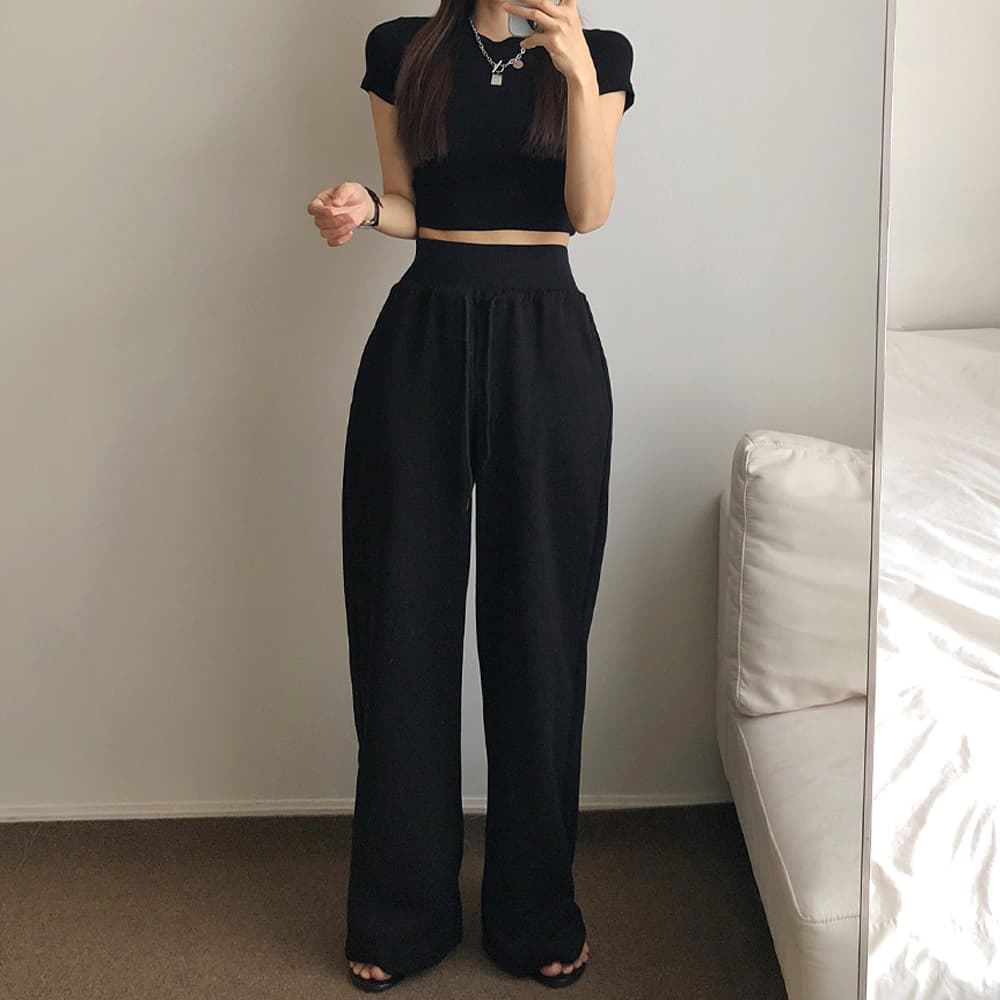 Made in Korea) High-Waist Wide Training Pants (Tummy Cover, Corset, Thick Premium Double-Sided Cotton, Perfect Fit) - 이미지 8