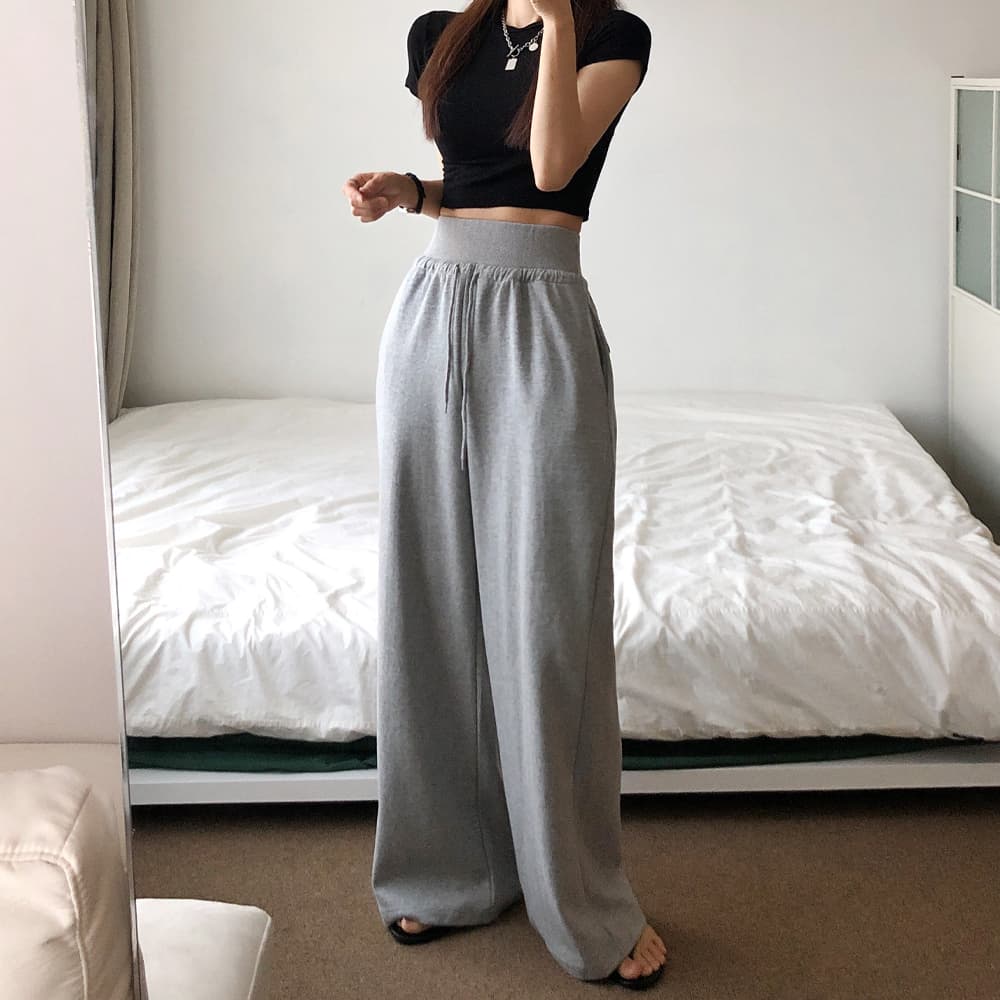 Made in Korea) High-Waist Wide Training Pants (Tummy Cover, Corset, Thick Premium Double-Sided Cotton, Perfect Fit) - 이미지 12