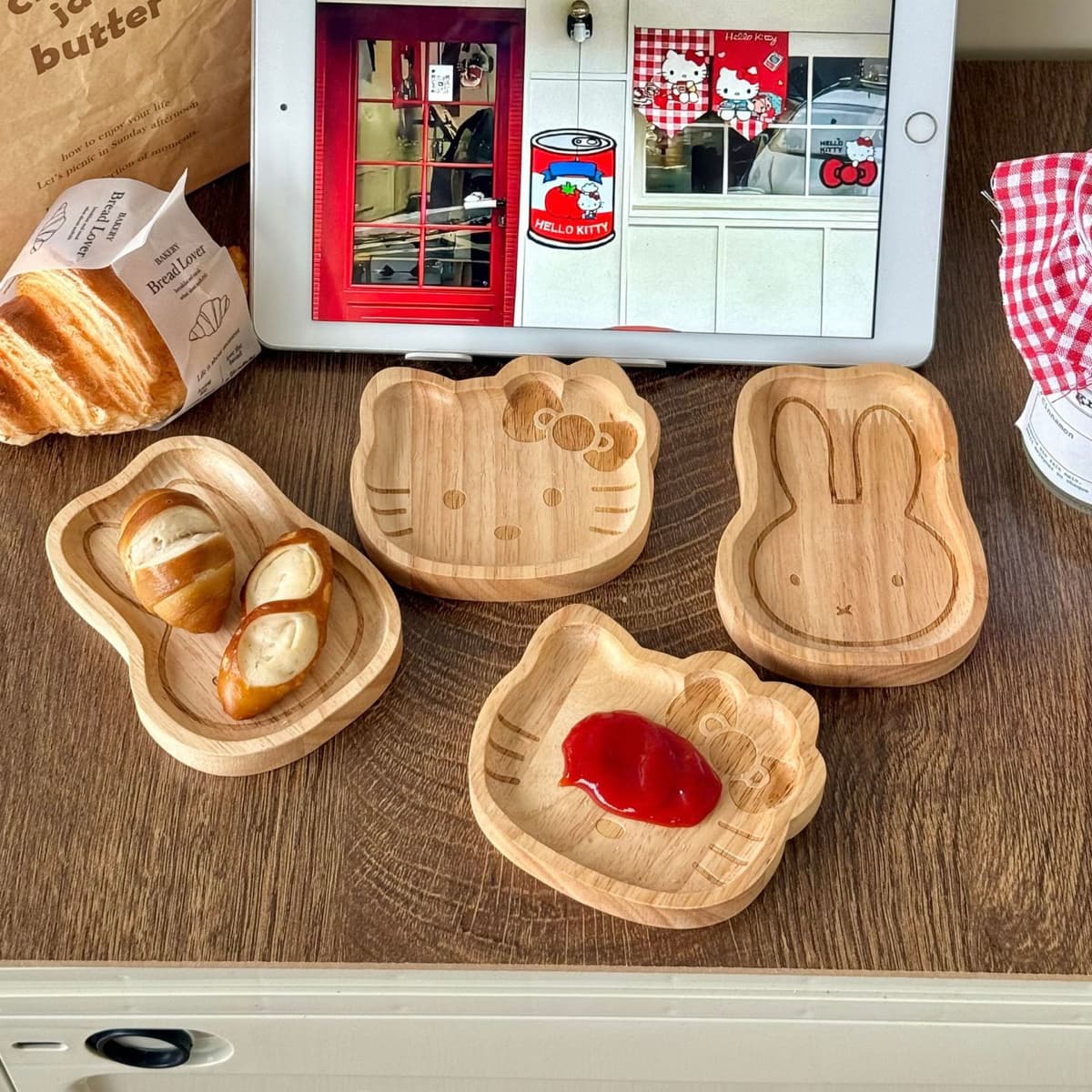 미피 키티 우드 트레이 접시 - 이미지 2