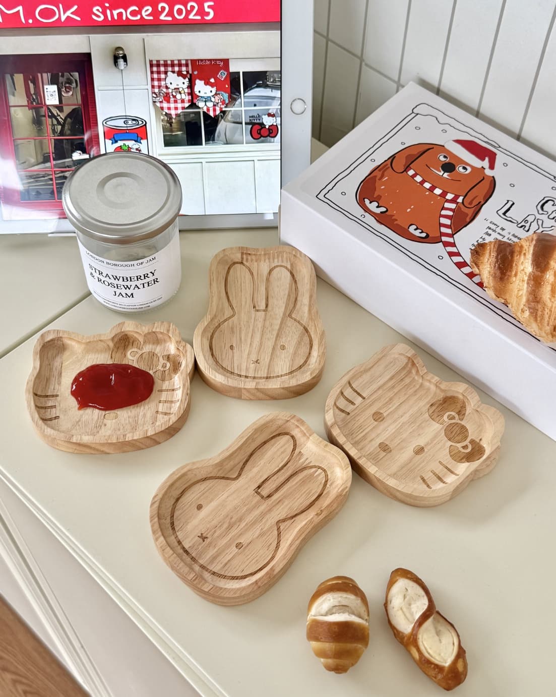 미피 키티 우드 트레이 접시 - 이미지 1