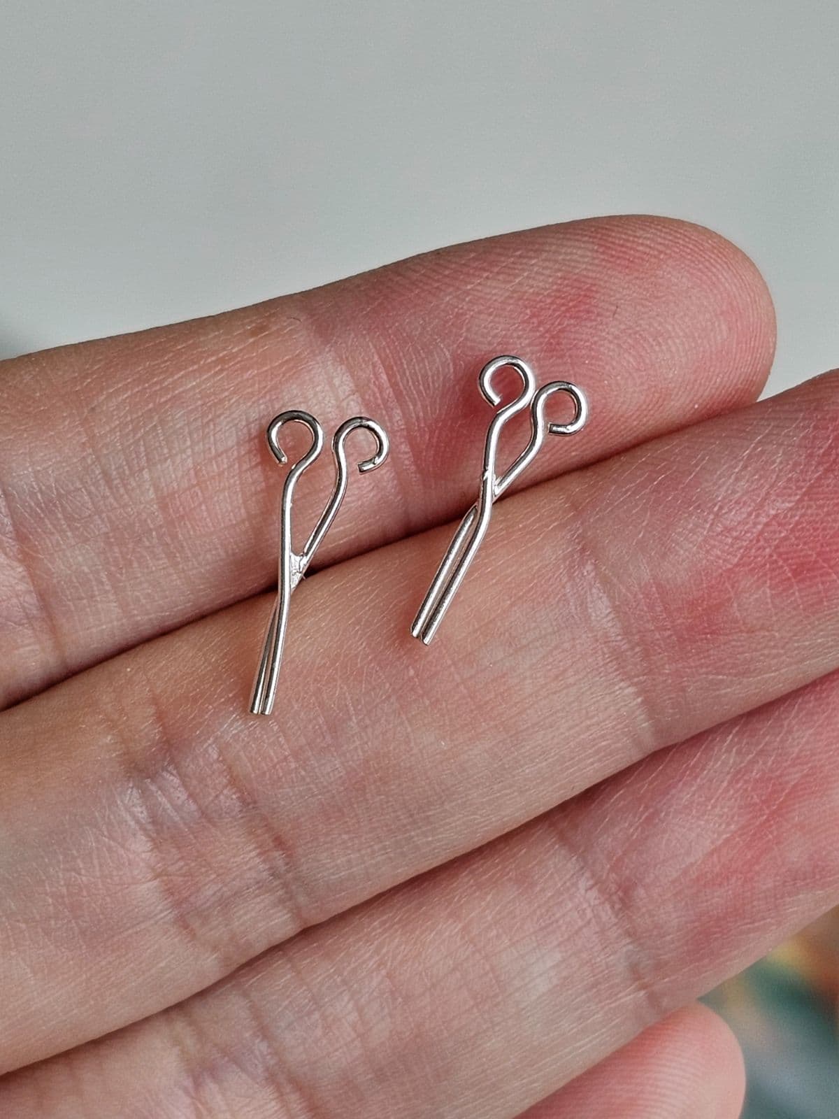 Silver 925 Silver Mini Scissors Earrings Mini Earrings - 이미지 8