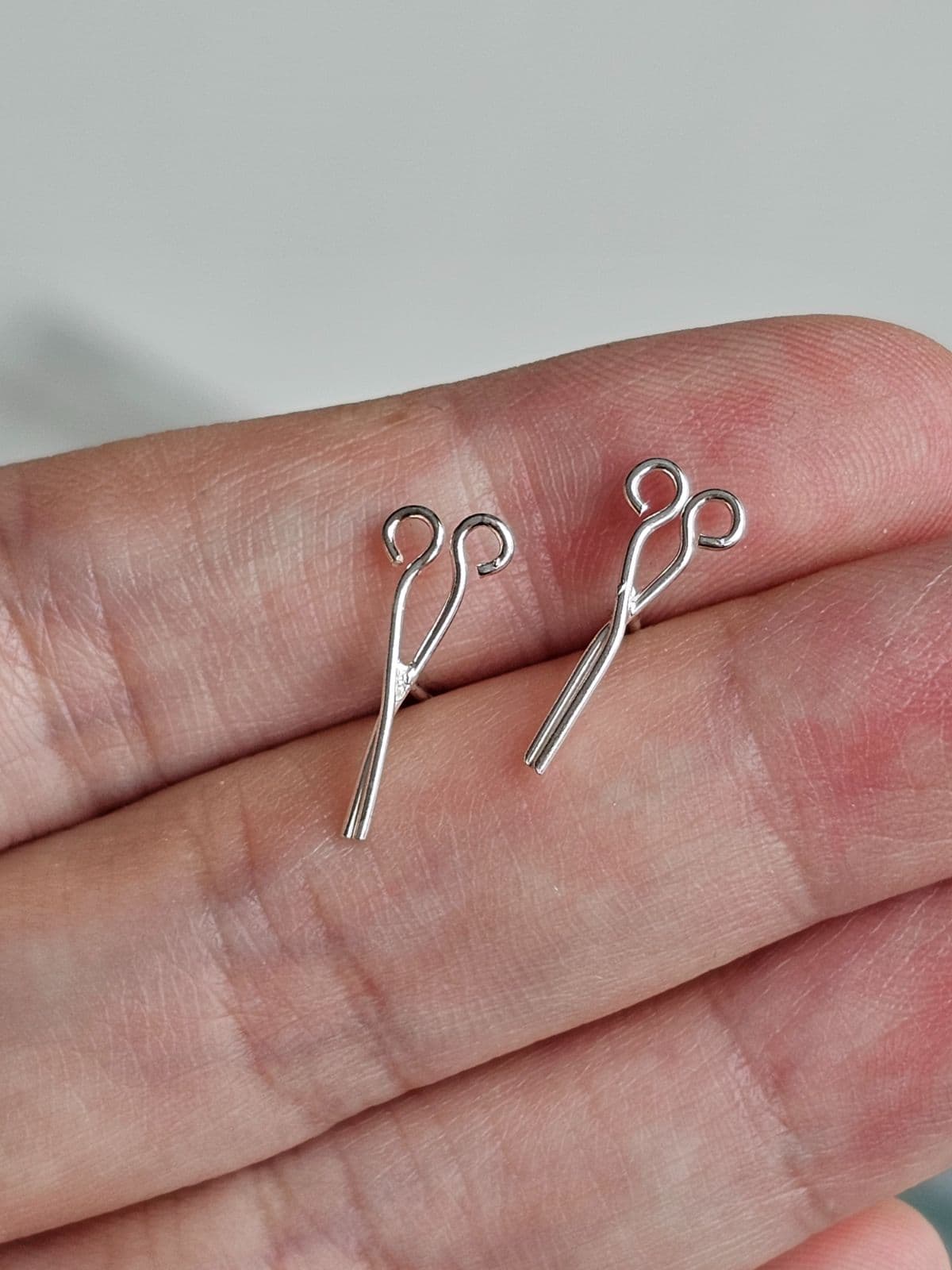 Silver 925 Silver Mini Scissors Earrings Mini Earrings - 이미지 9