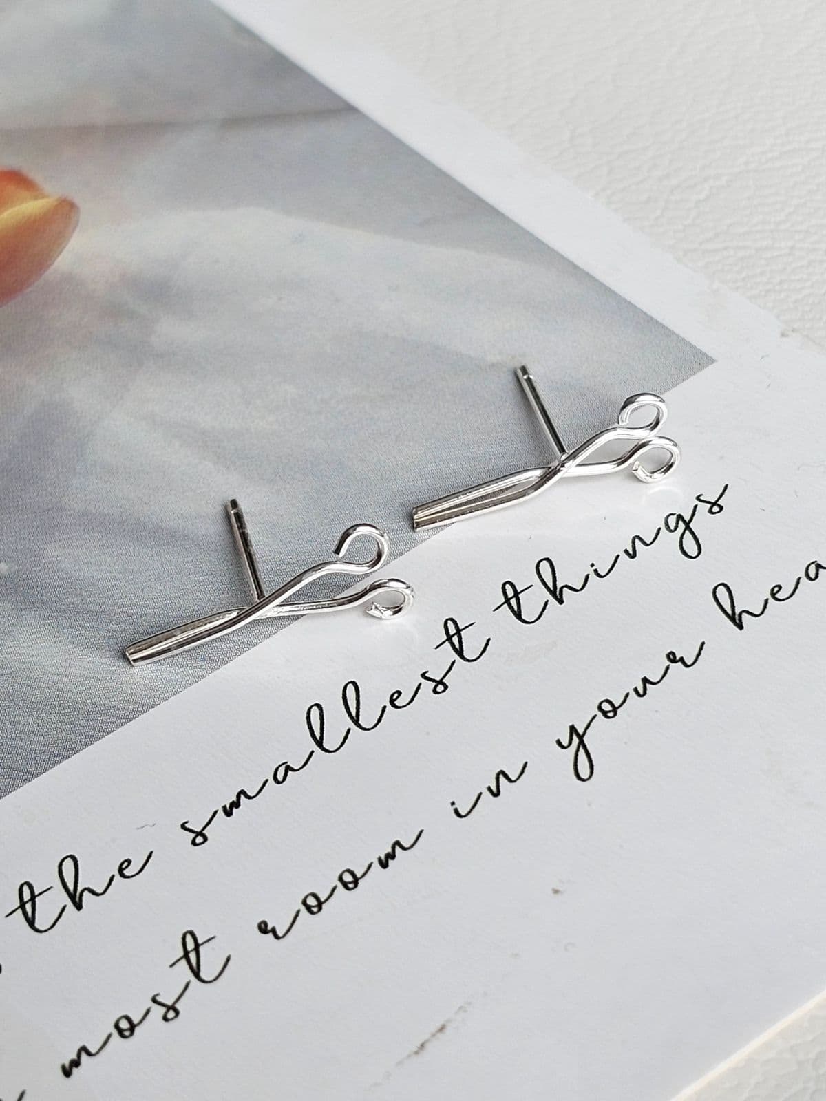 Silver 925 Silver Mini Scissors Earrings Mini Earrings - 이미지 5