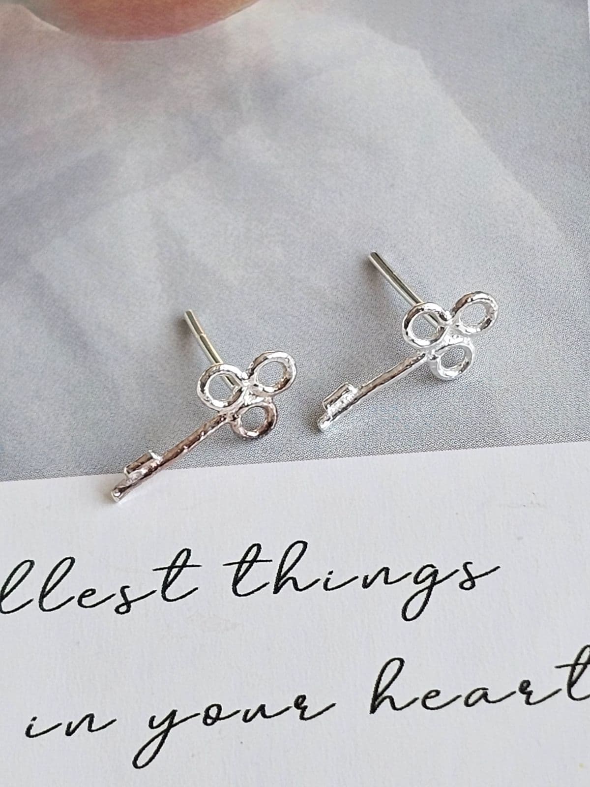 silver925 silver mini key earrings mini earrings - 이미지 5