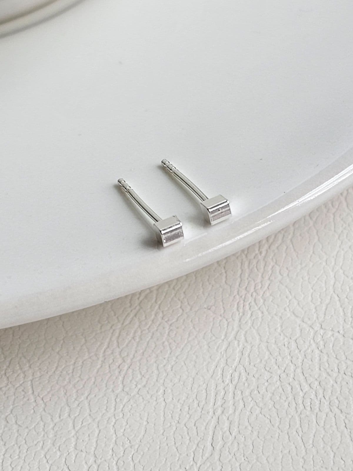 silver925 silver ultra-mini chubby square earrings mini earrings - 이미지 5