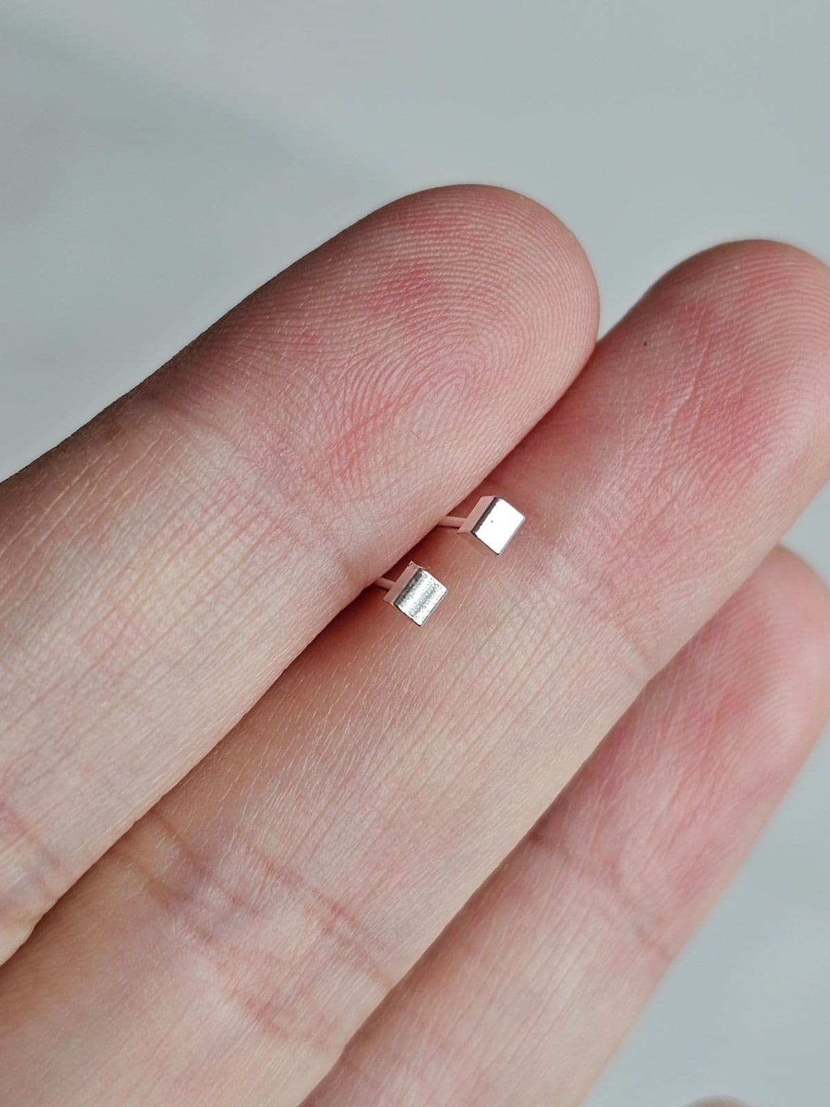 silver925 silver ultra-mini chubby square earrings mini earrings - 이미지 9