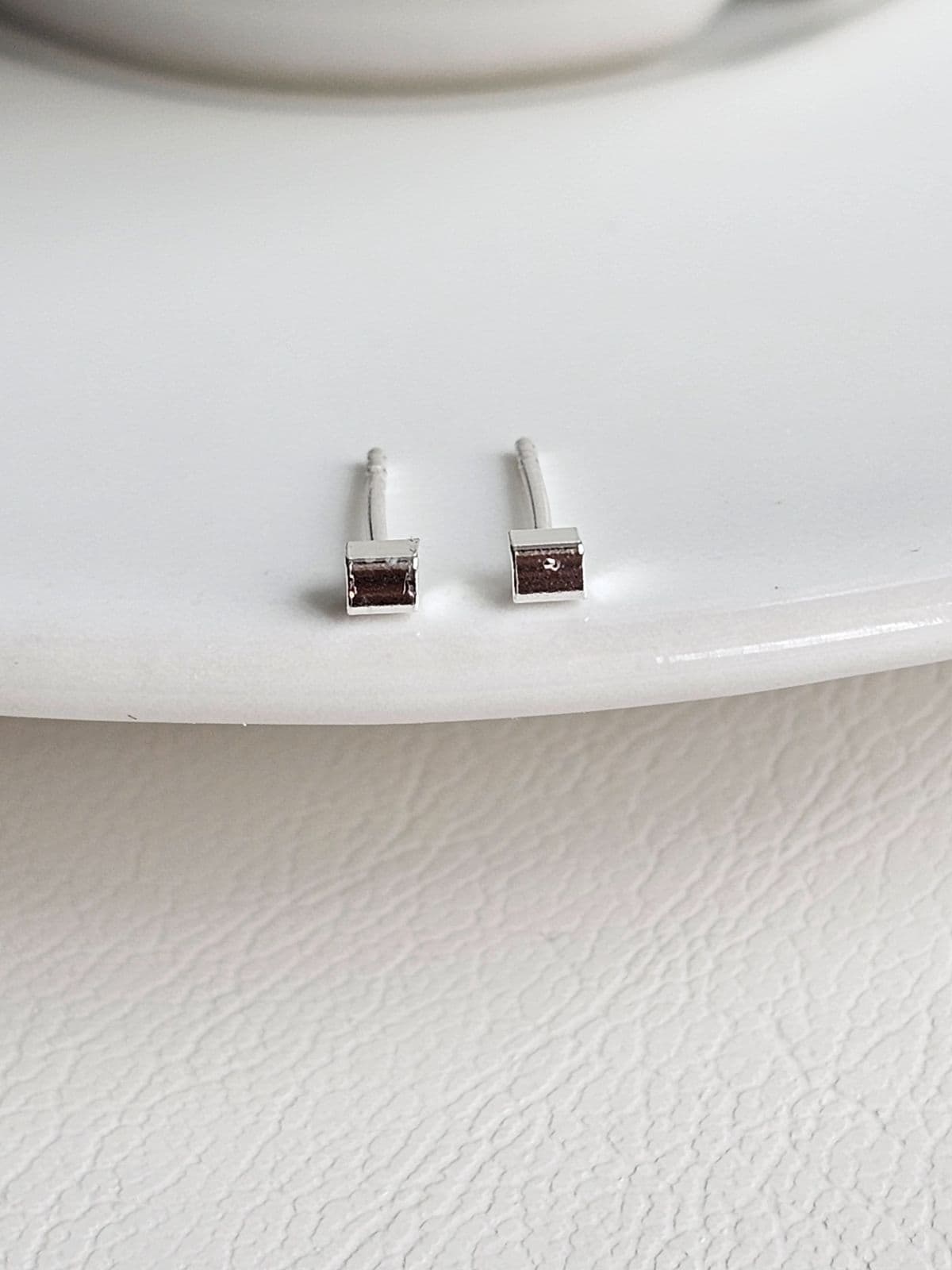 silver925 silver ultra-mini chubby square earrings mini earrings - 이미지 6