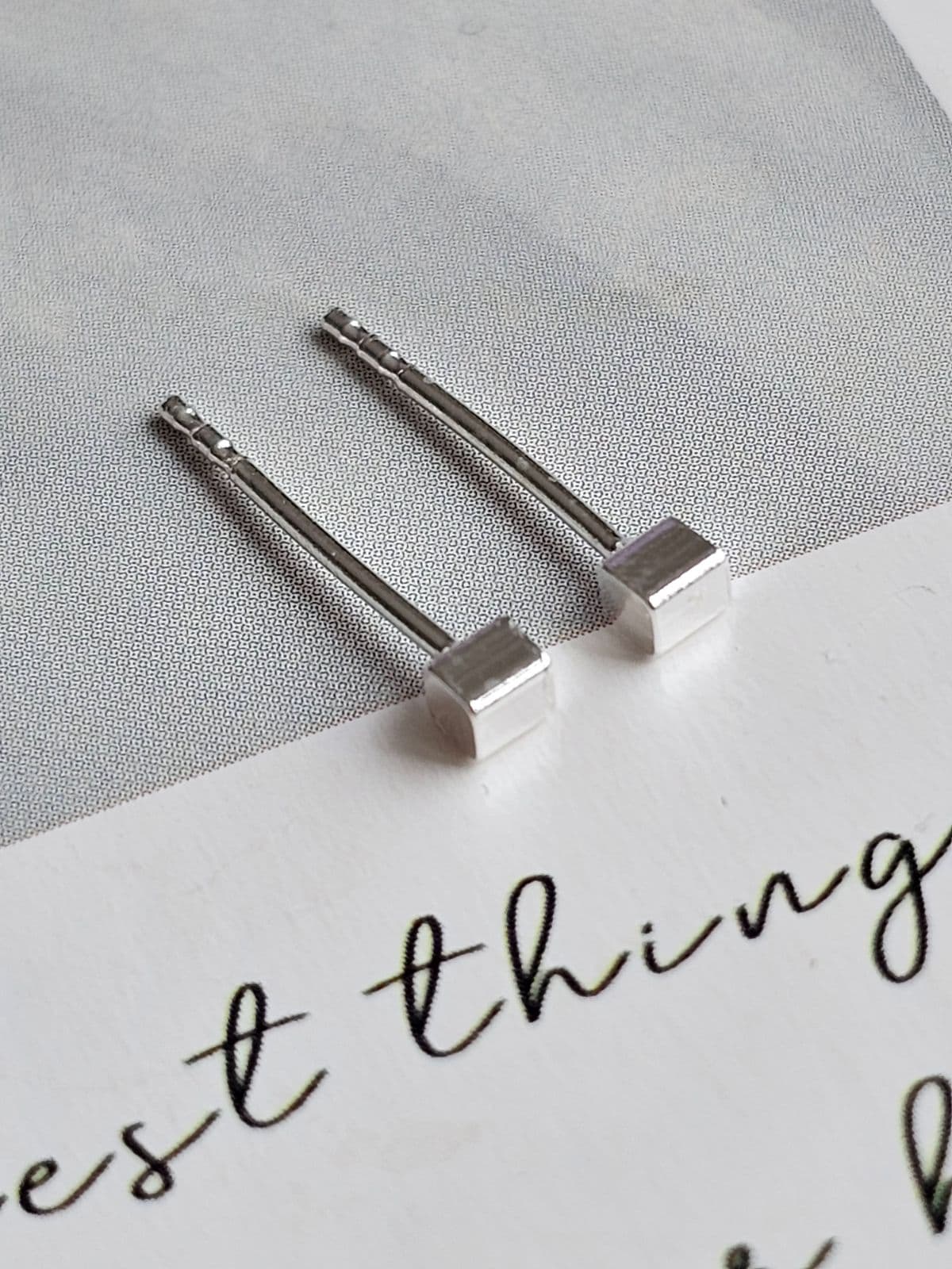 silver925 silver ultra-mini chubby square earrings mini earrings - 이미지 3