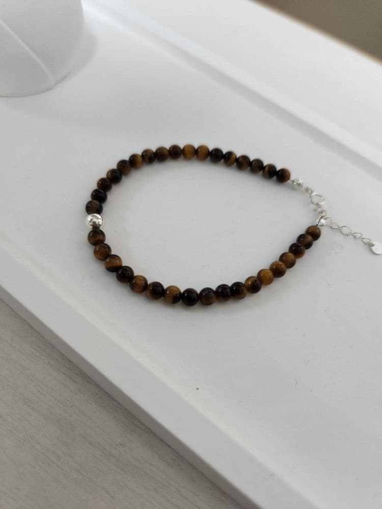 Tiger Eye Silver Ball Bracelet - 이미지 2