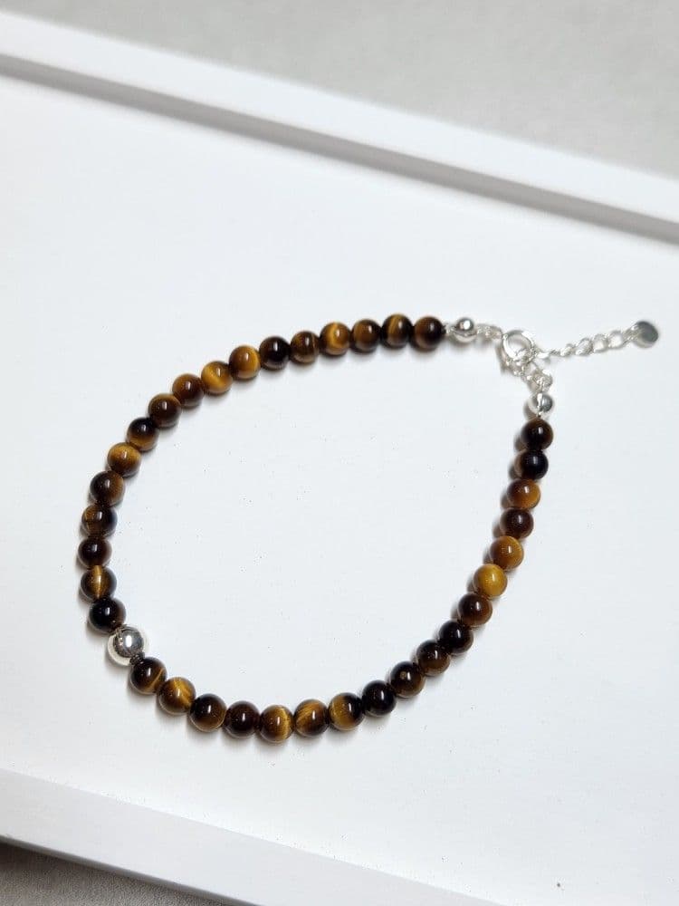 Tiger Eye Silver Ball Bracelet - 이미지 3