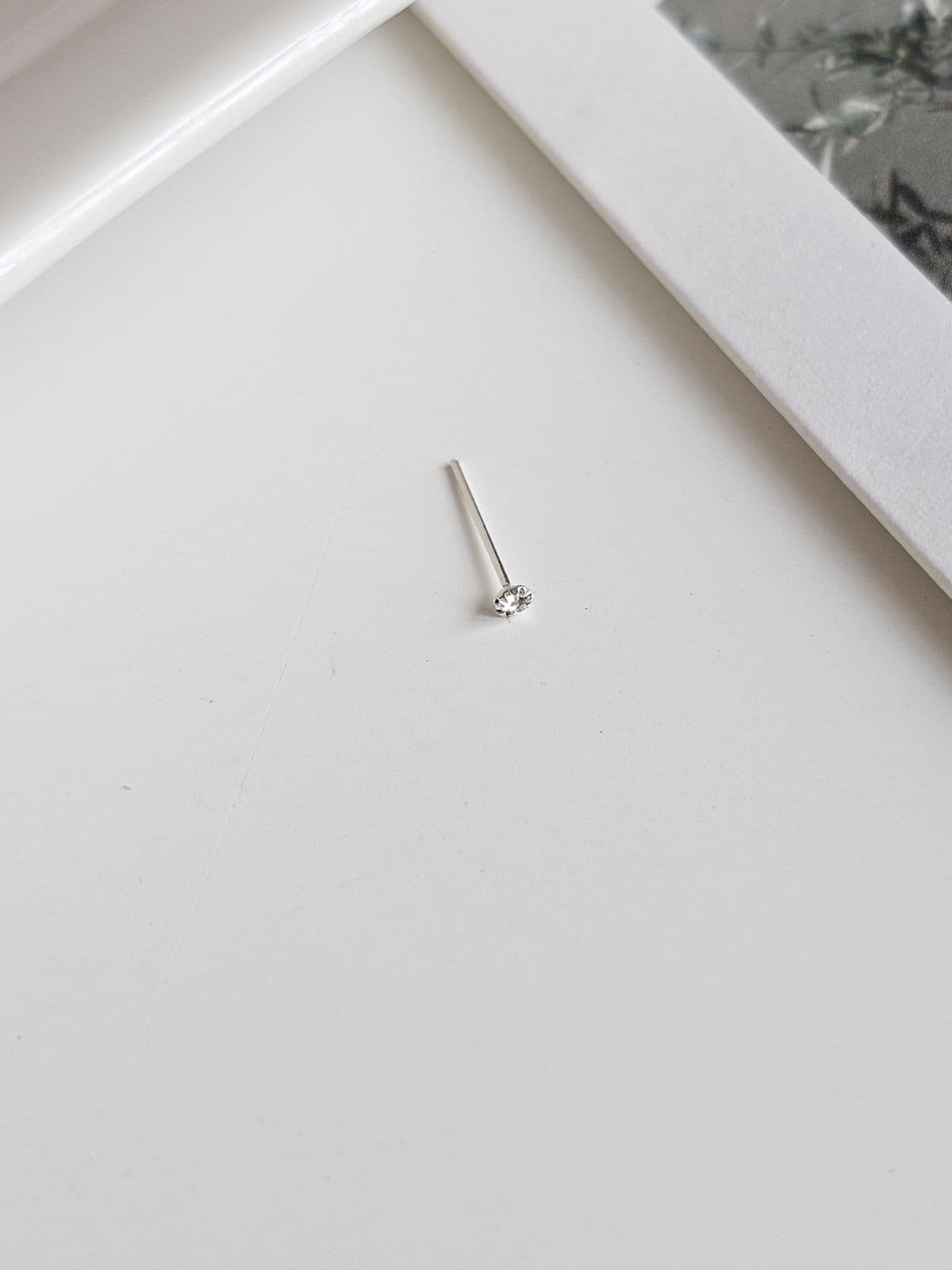 Silver 925 Mini One Cubic Nose Piercing Silver Piercing - 이미지 7