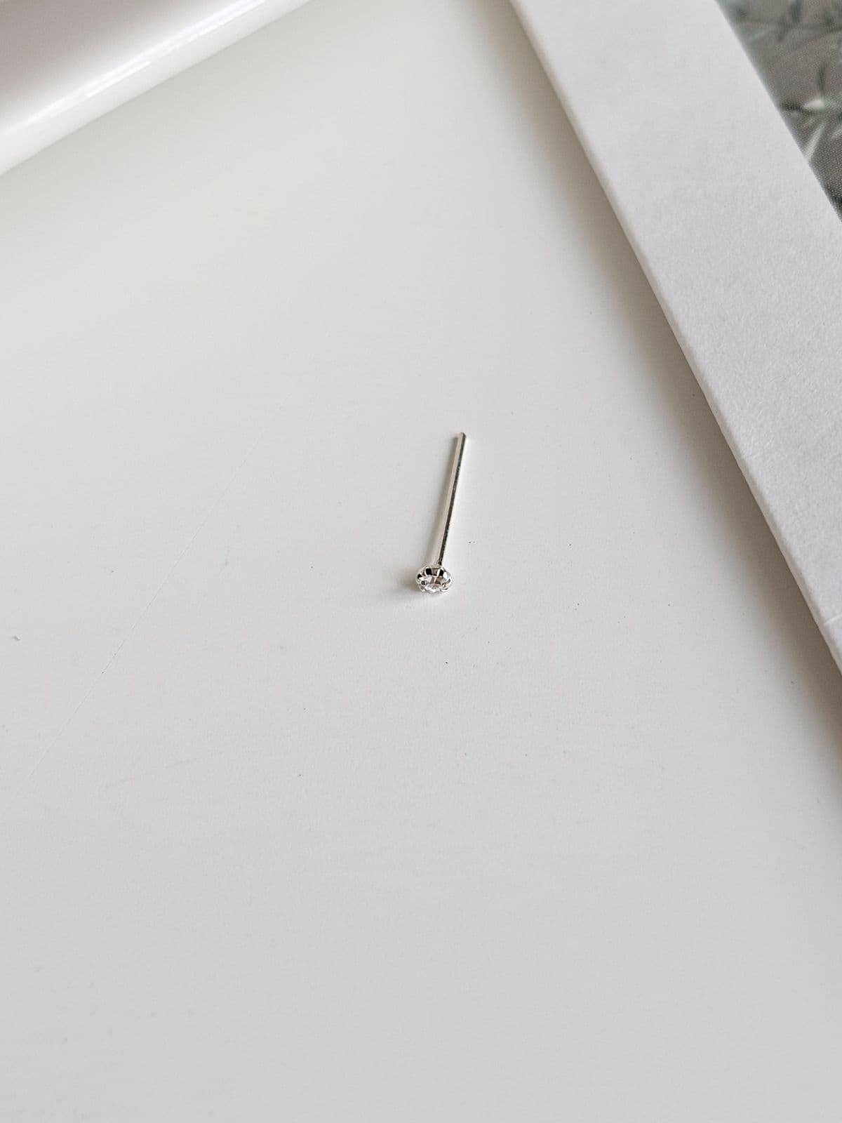 Silver 925 Mini One Cubic Nose Piercing Silver Piercing - 이미지 4
