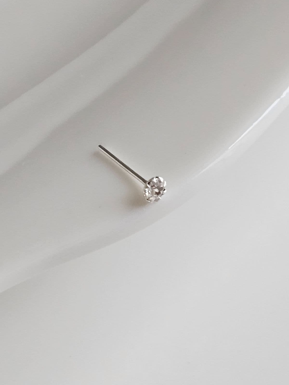 Silver 925 Mini One Cubic Nose Piercing Silver Piercing - 이미지 8