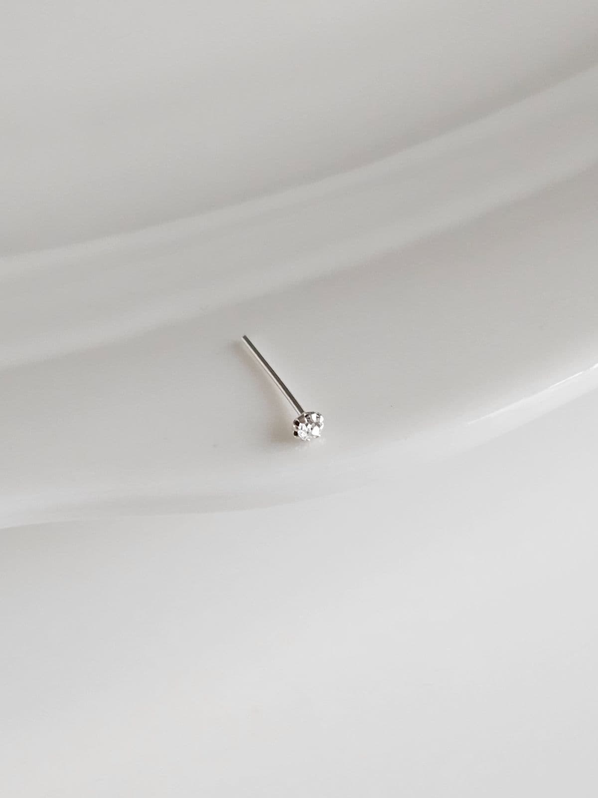 Silver 925 Mini One Cubic Nose Piercing Silver Piercing - 이미지 1