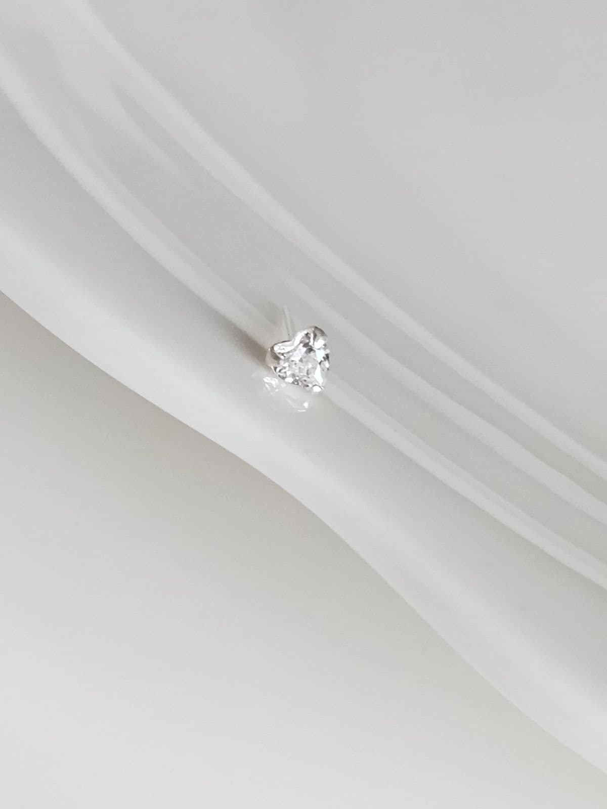 Silver 925 Mini Heart Cubic Nose Piercing Silver Piercing - 이미지 1