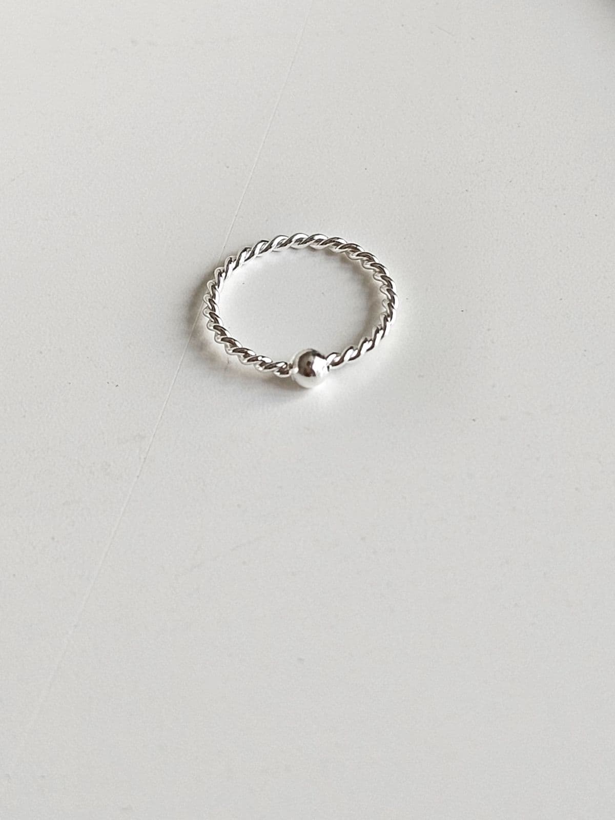 Silver 925 Twisted Silver Ball Ring Nose Piercing Silver Piercing - 이미지 2