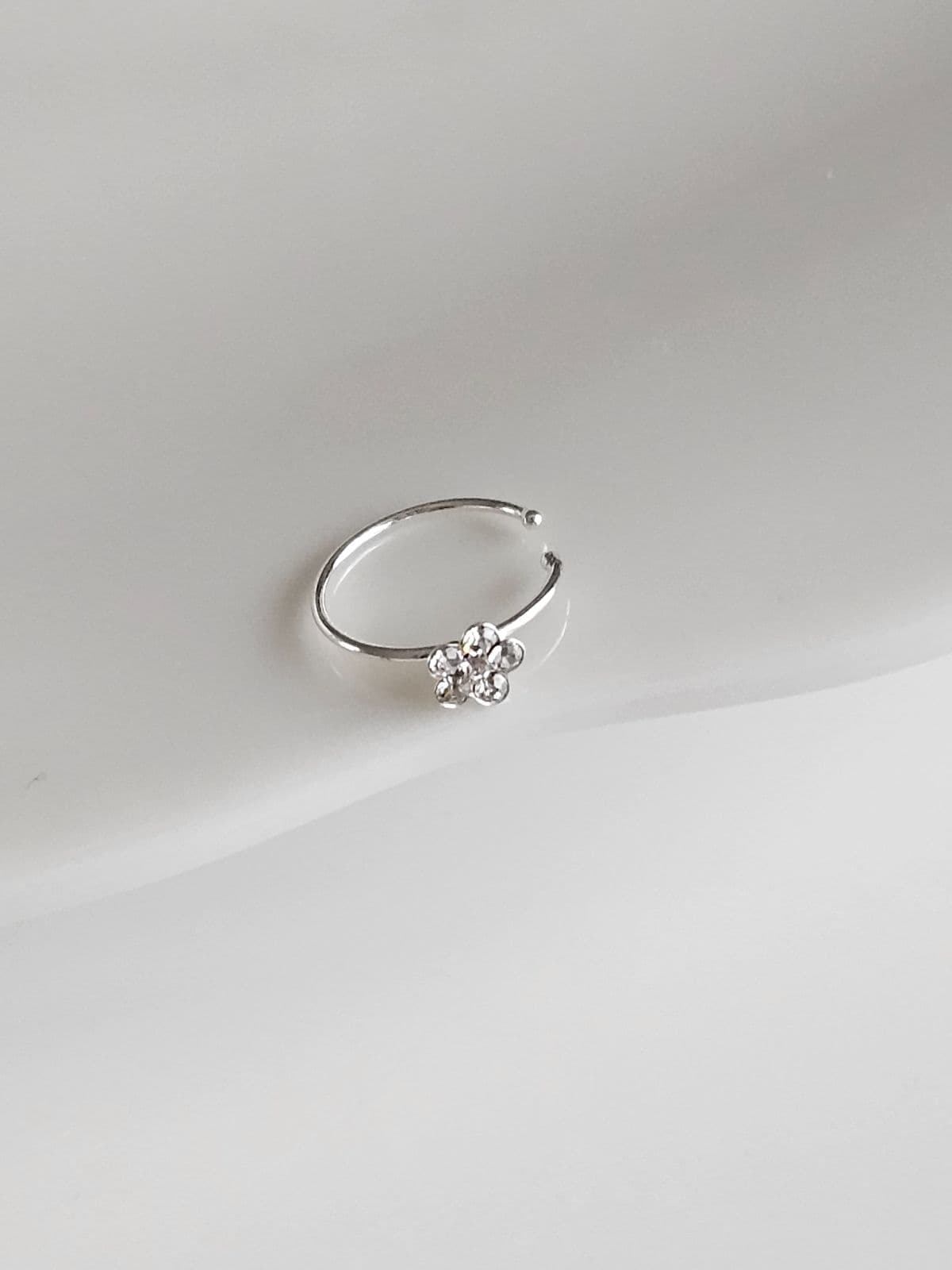 Silver 925 Mini Cubic Flower Ring Nose Piercing Silver Piercing - 이미지 1