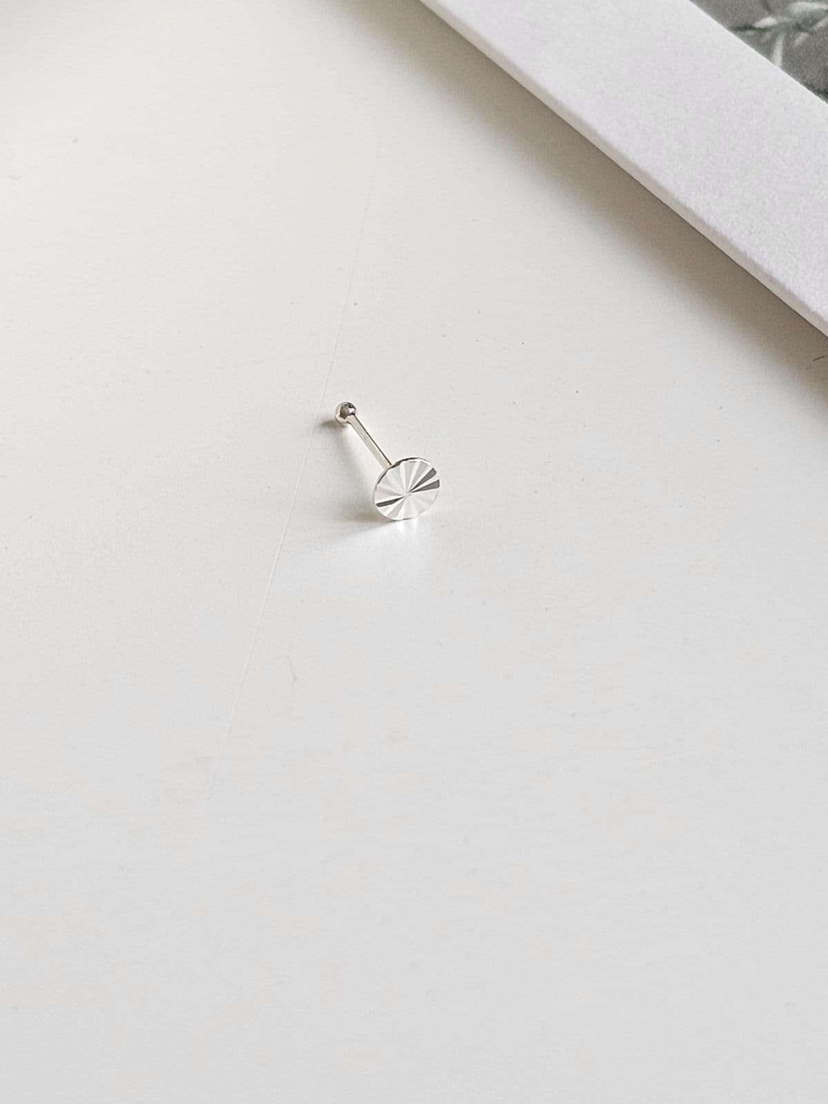 Silver 925 Round Flat Cut Nose Piercing Silver Piercing - 이미지 1