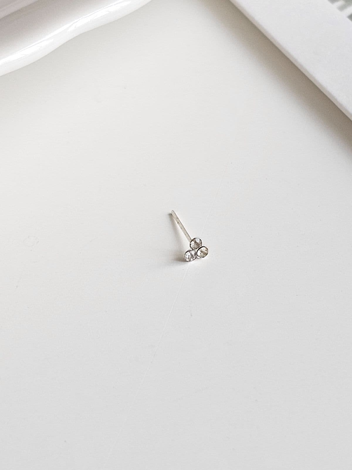 Silver 925 Mini Cubic Triangle Nose Piercing Silver Piercing - 이미지 2