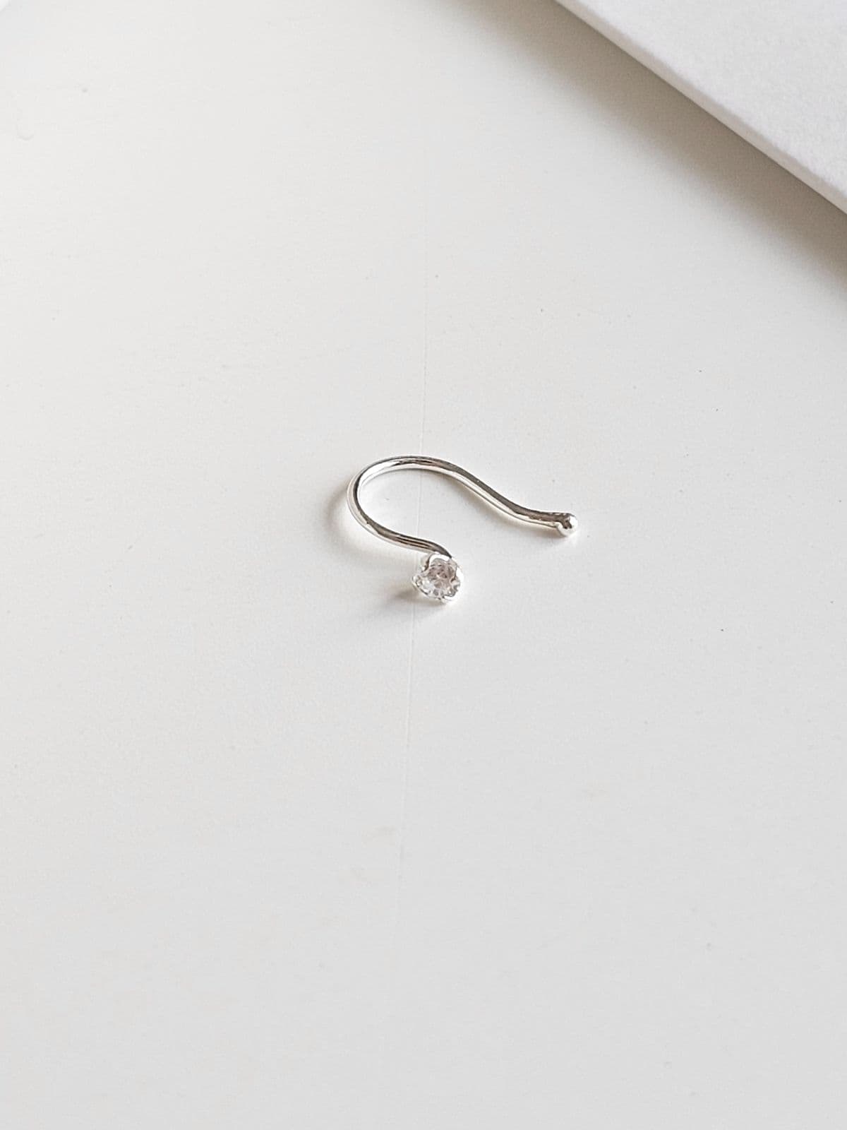 Silver 925 Simple Cubic Nose Piercing Silver Piercing - 이미지 3