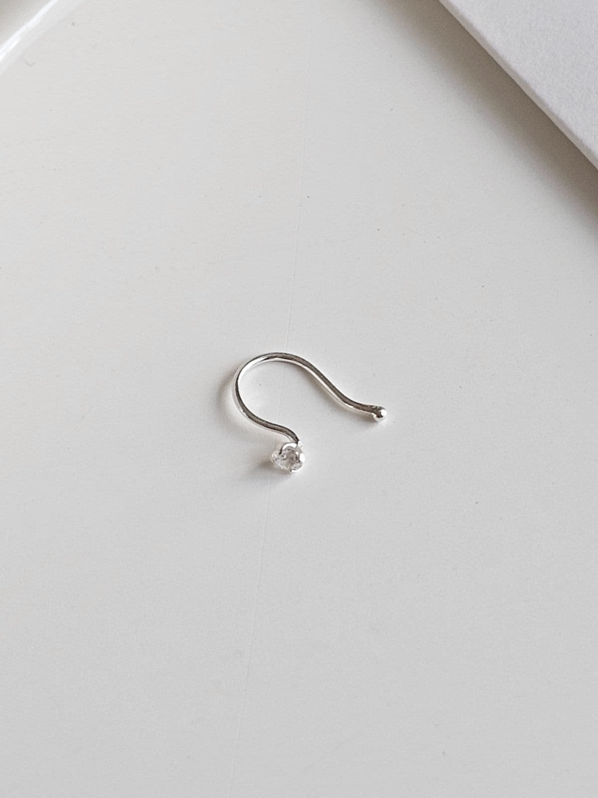 Silver 925 Simple Cubic Nose Piercing Silver Piercing - 이미지 2