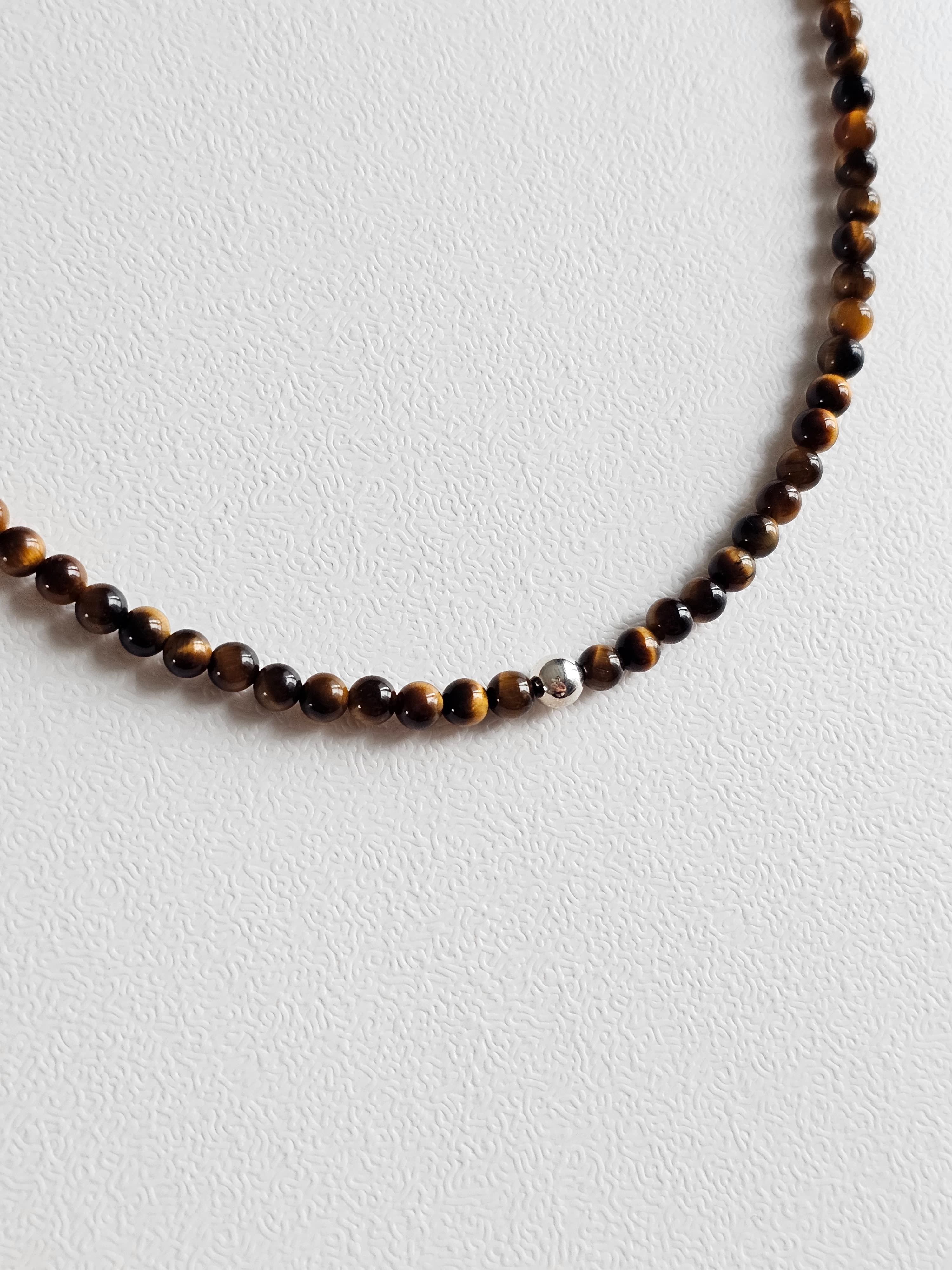 Silver 925 Tiger Eye Silver Ball Necklace - 이미지 7